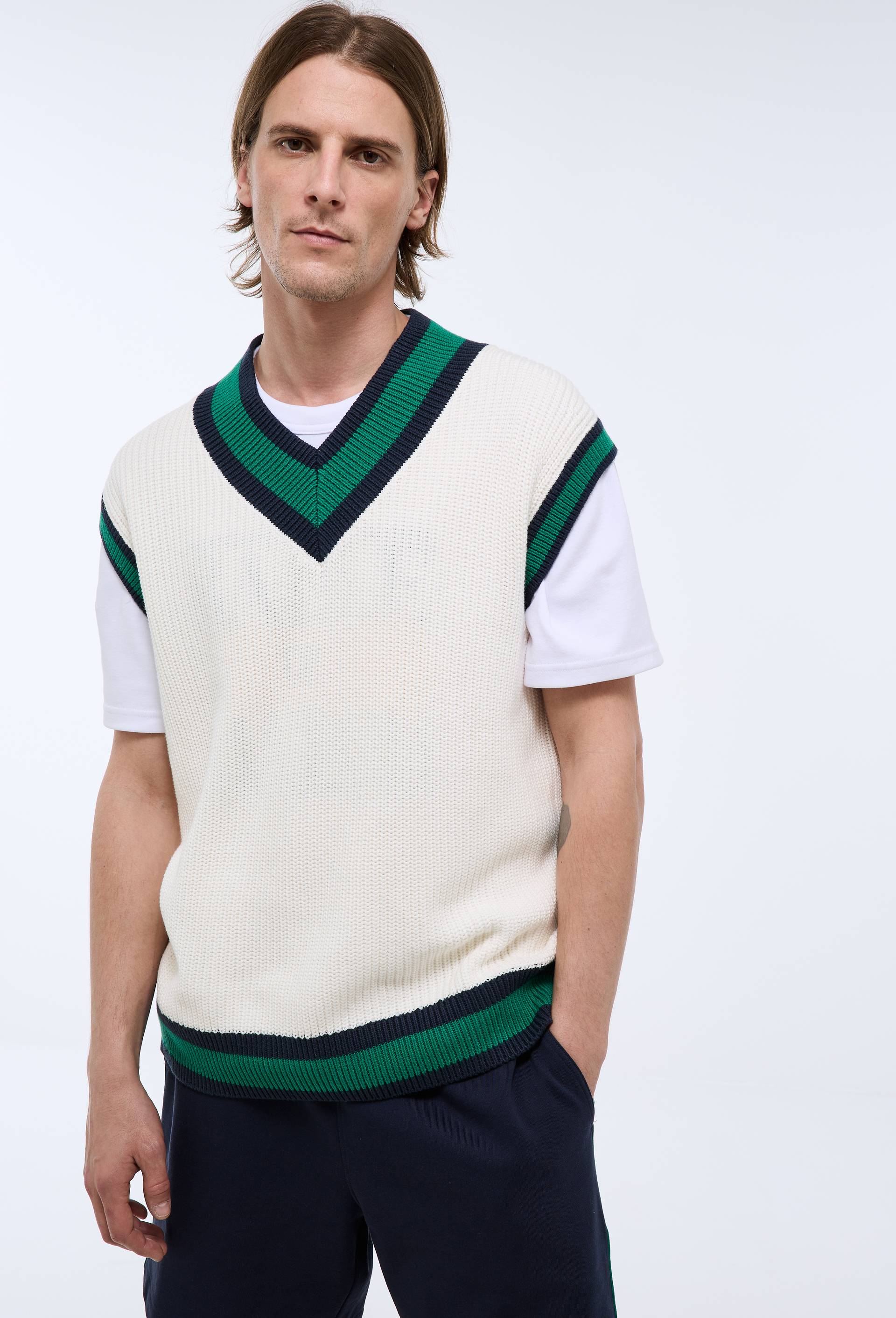 Pull sans manches en coton, Ecru, large image number 0