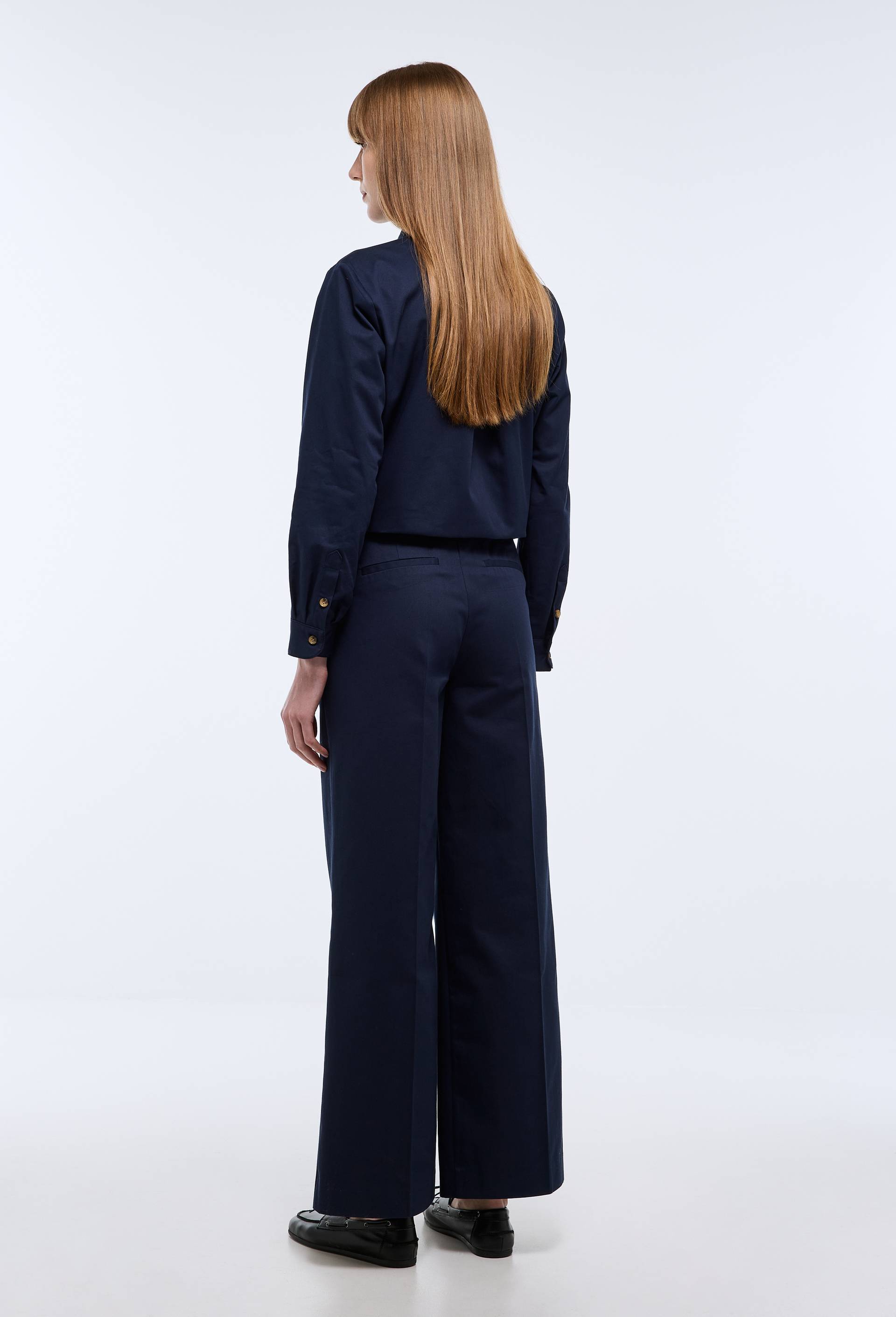 Pantalon large en coton, Bleu fonc&eacute;, large image number 1