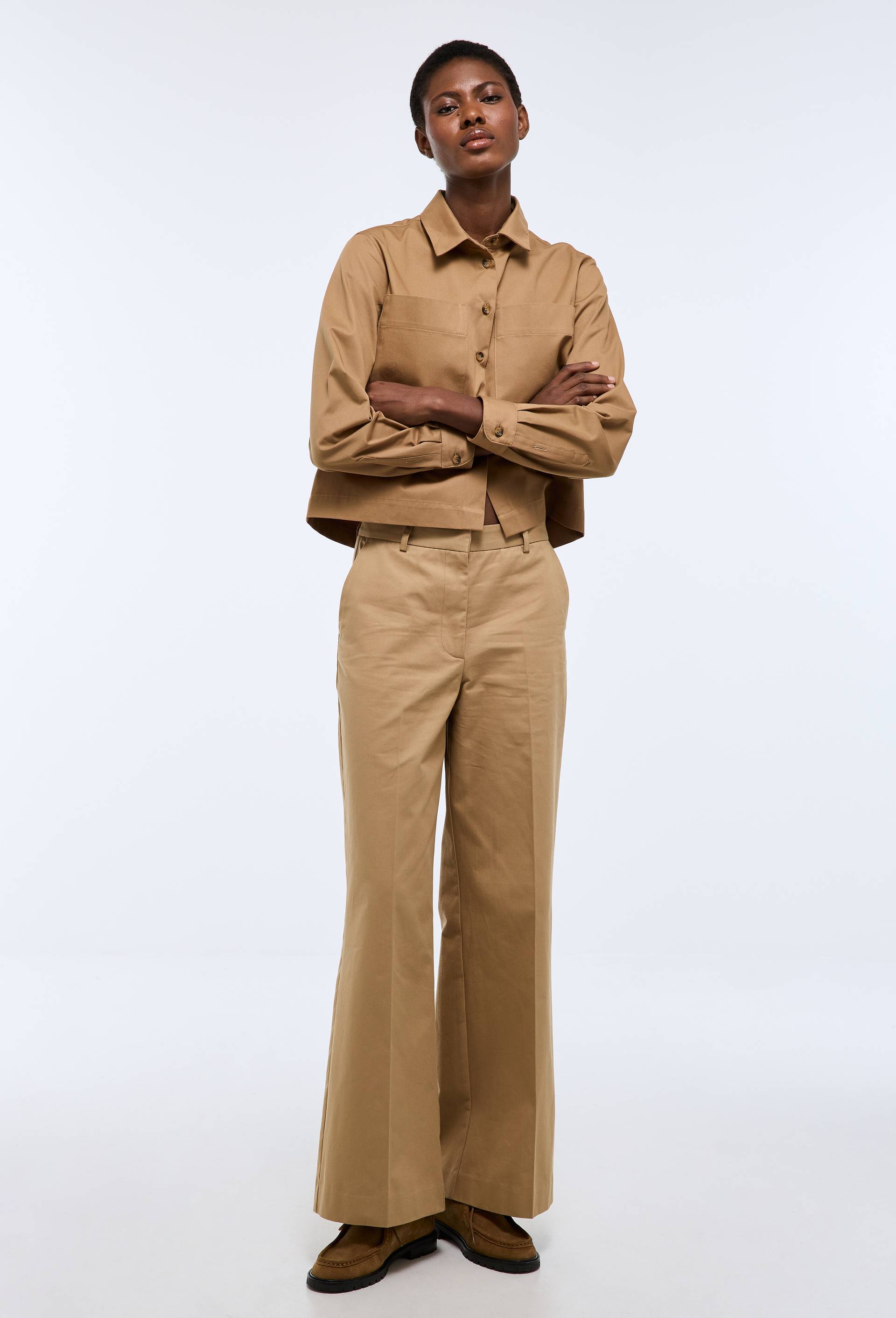 Pantalon large en coton, Brun clair, large image number 0.0