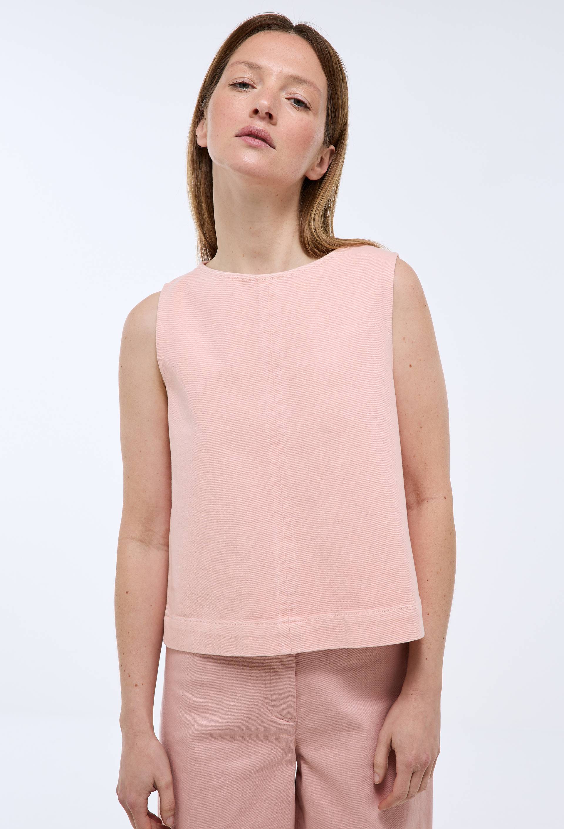Top sans manches en jean en coton, Rose clair, large image number 0