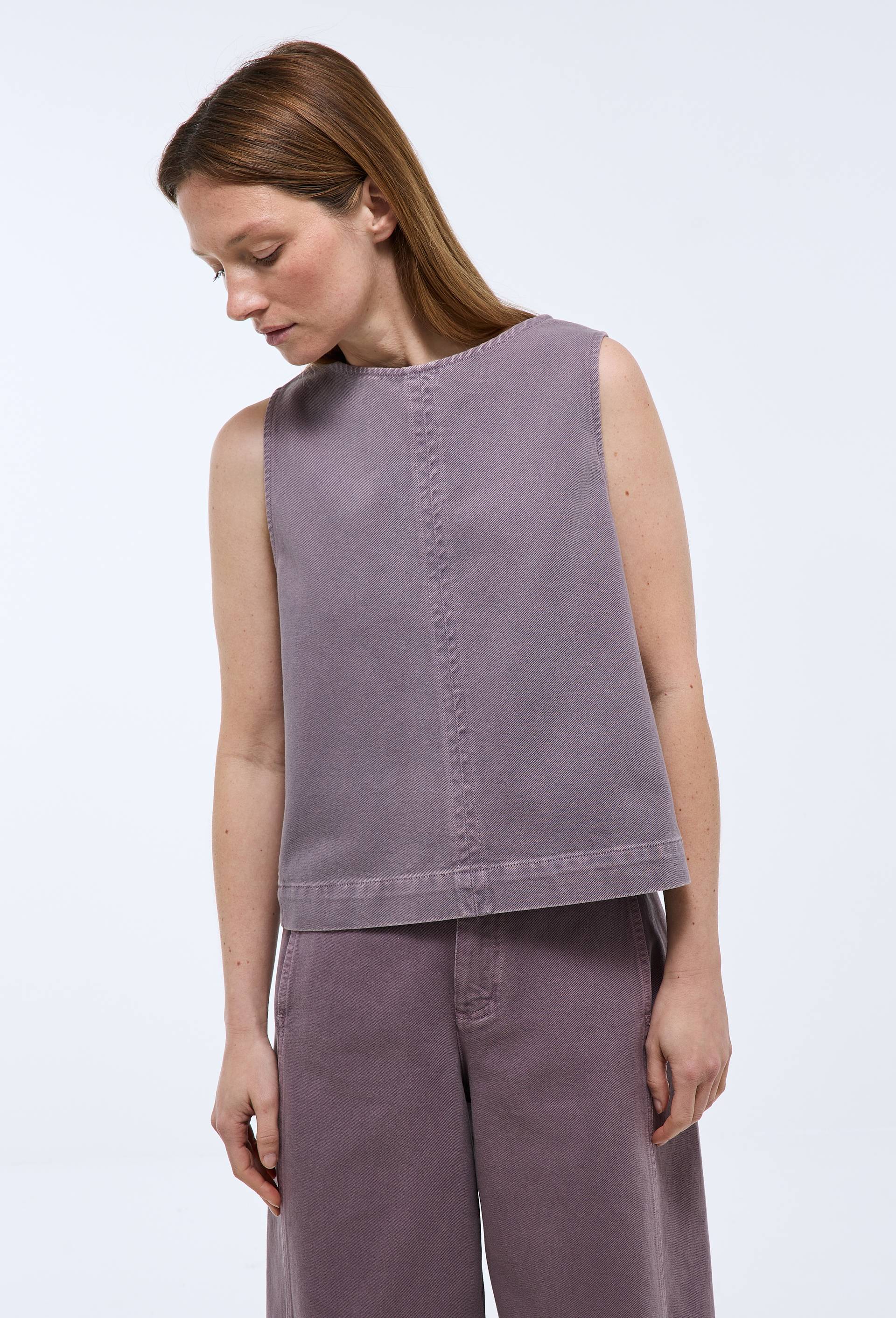 Top sans manches en jean en coton, Violet, large image number 0