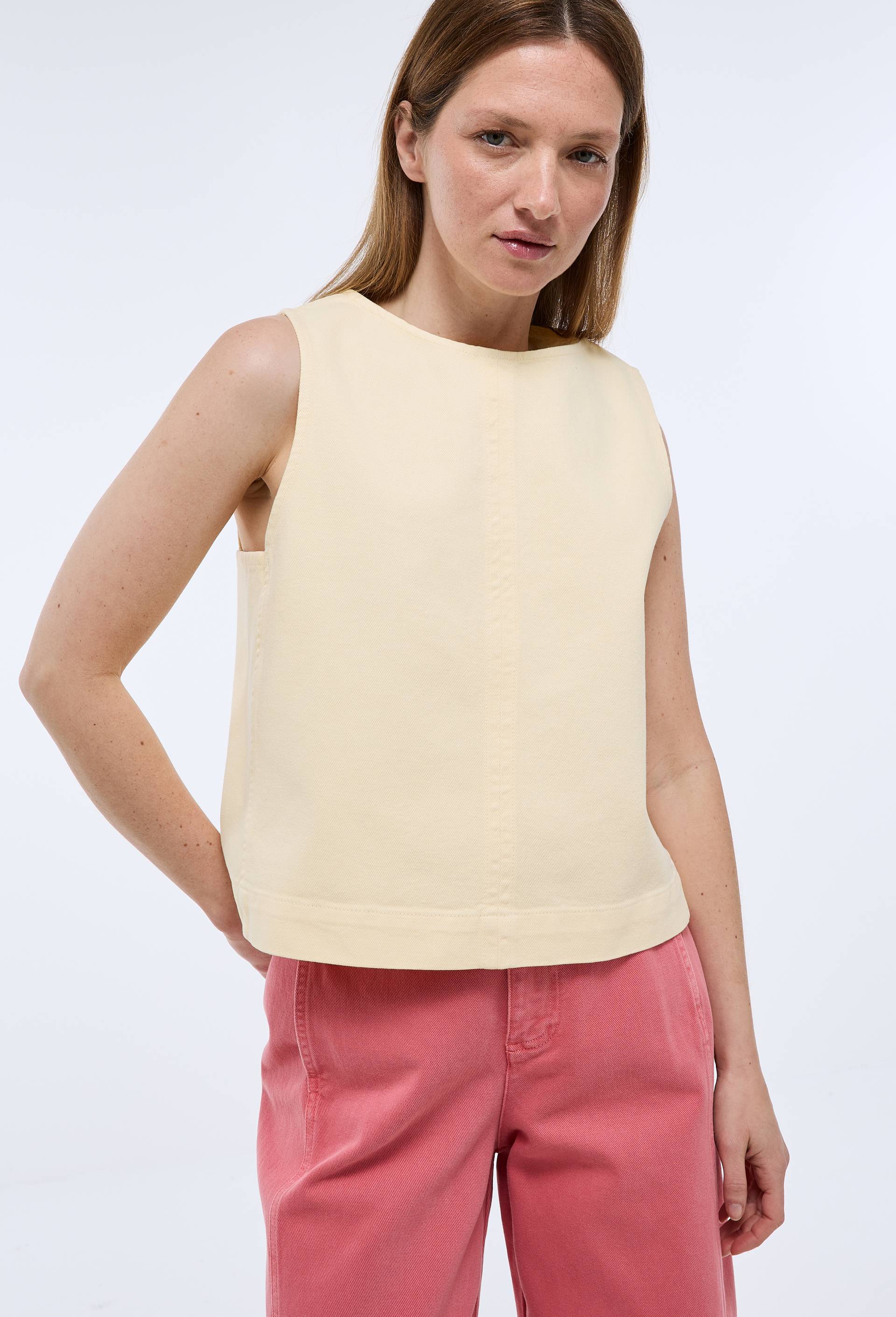 Top sans manches en jean en coton, Jaune clair, large image number 0.0