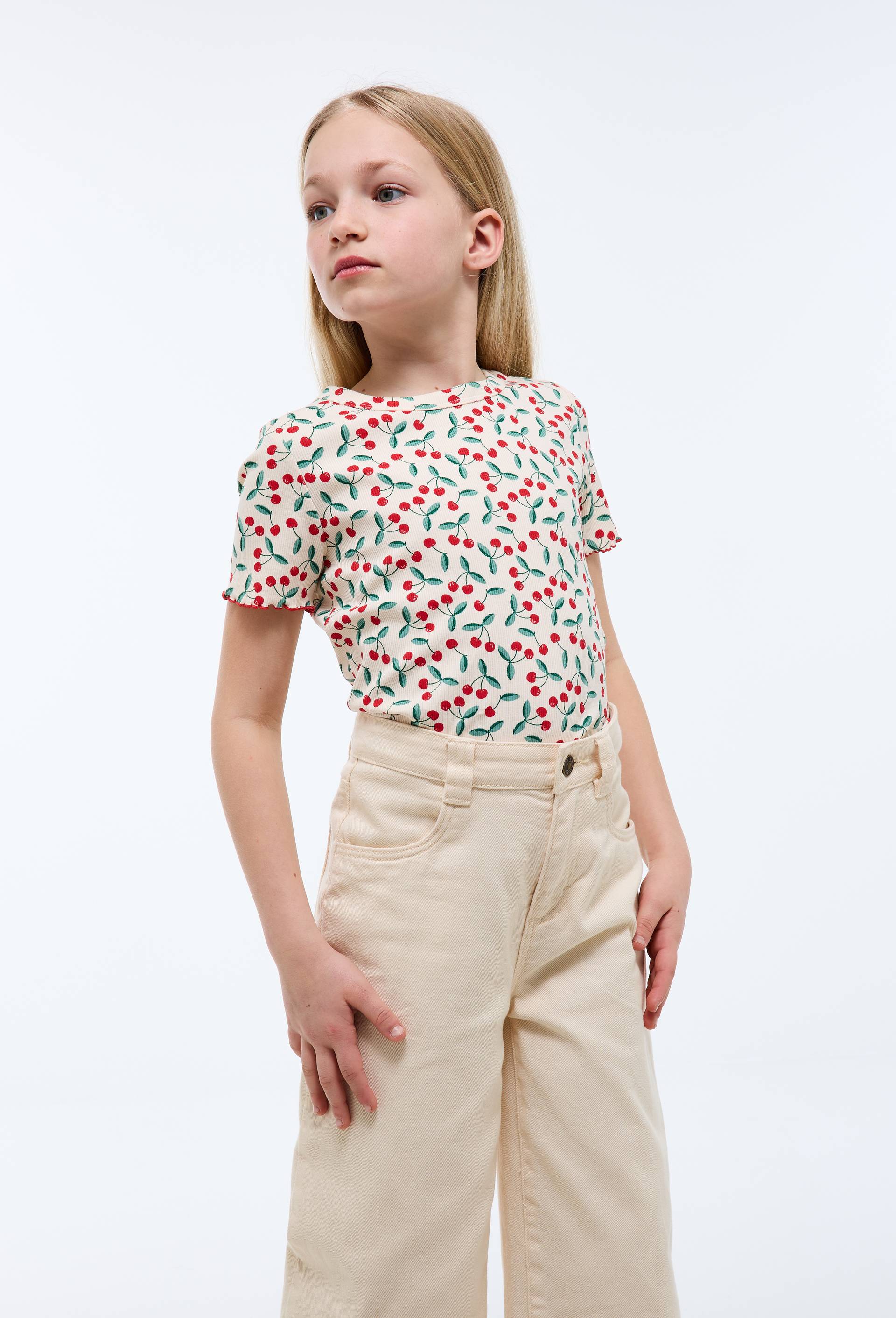 T-shirt manches courtes imprim&eacute; en coton BIO, Beige clair, large image number 0