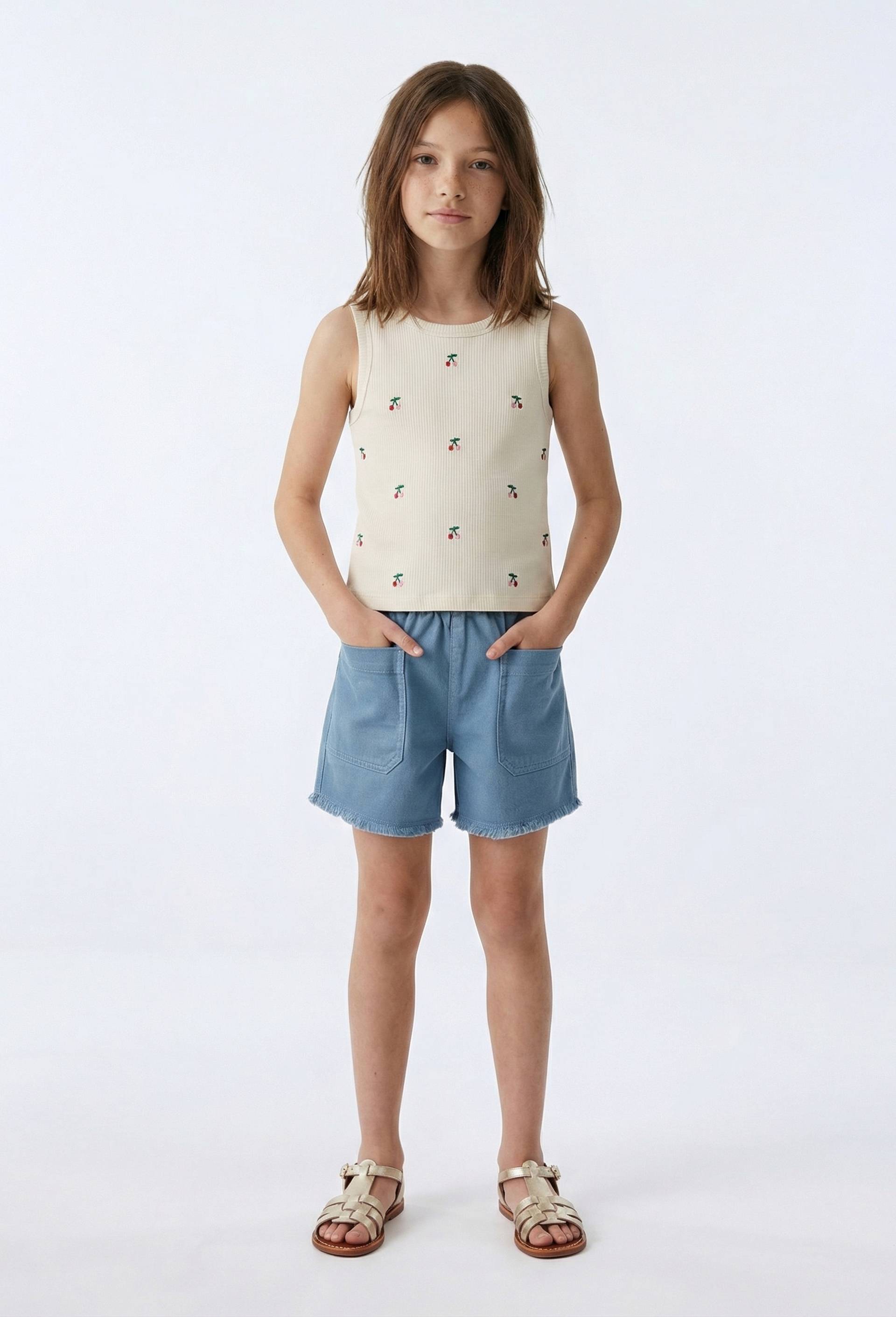 d&eacute;bardeur brod&eacute; en coton, Beige clair, large image number 0