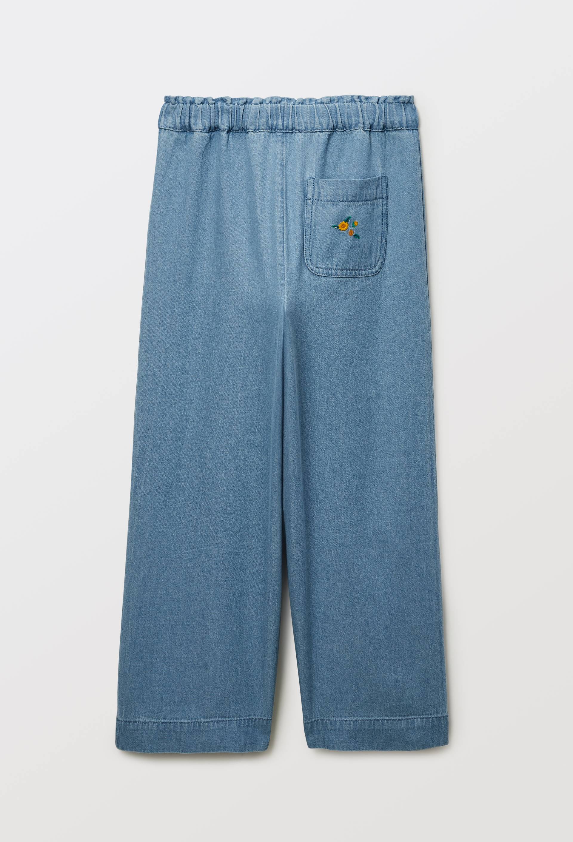 Pantalon taille &eacute;lastiqu&eacute;e brod&eacute;, Bleu, large image number 2