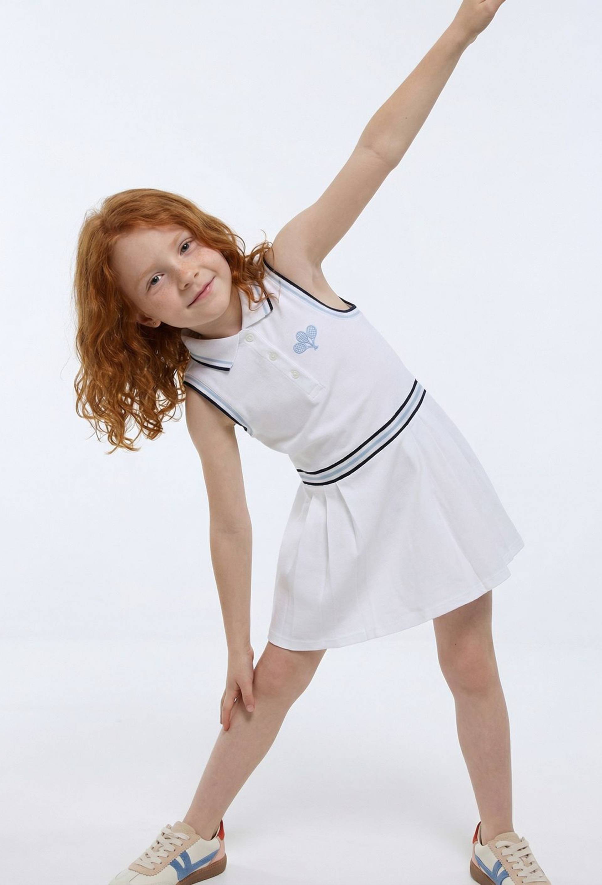 Robe de tennis, coton BIO et certifi&eacute;e Oeko-Tex, Blanc, large image number 0.0