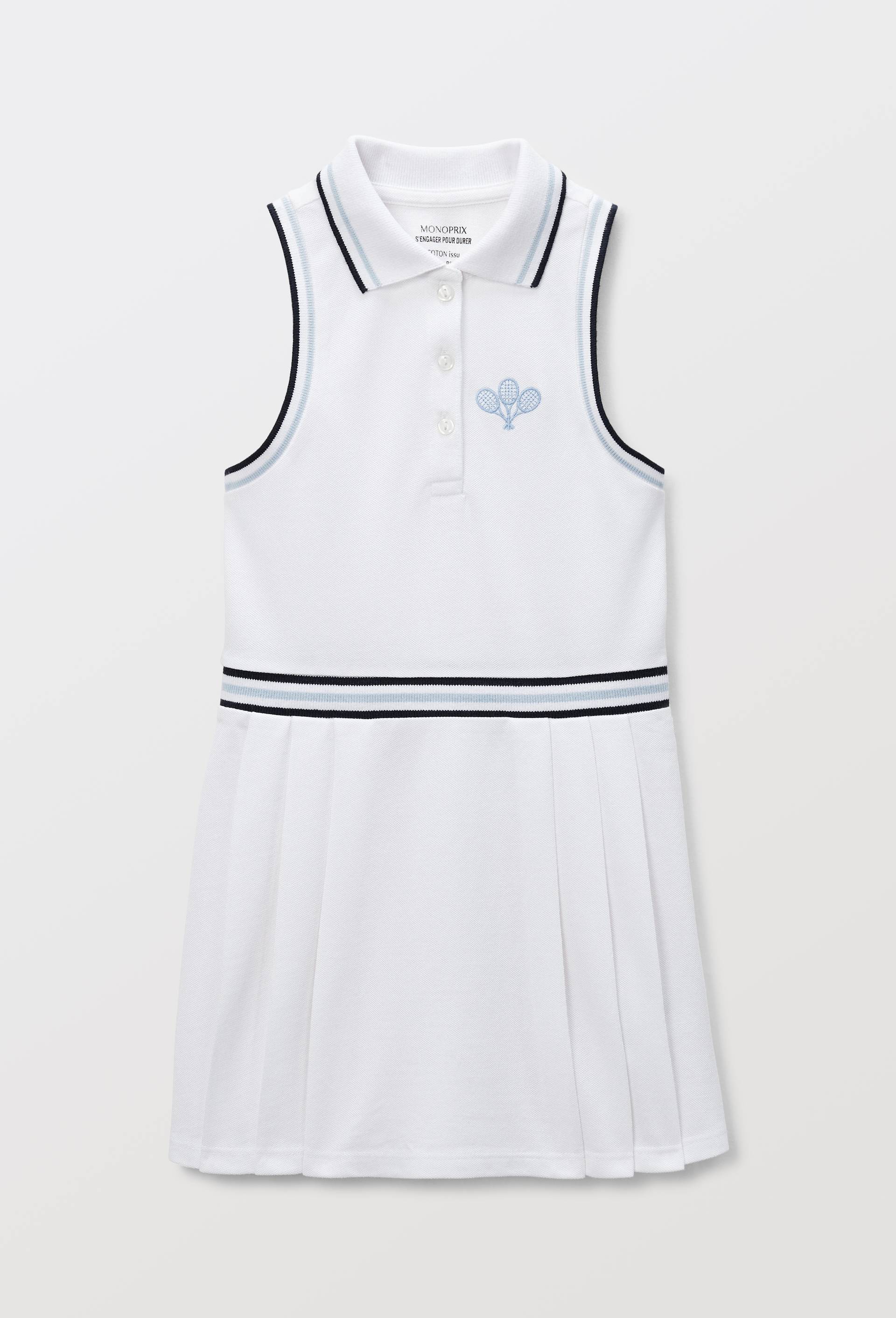 Robe de tennis, coton BIO et certifi&eacute;e Oeko-Tex, Blanc, large image number 1.0