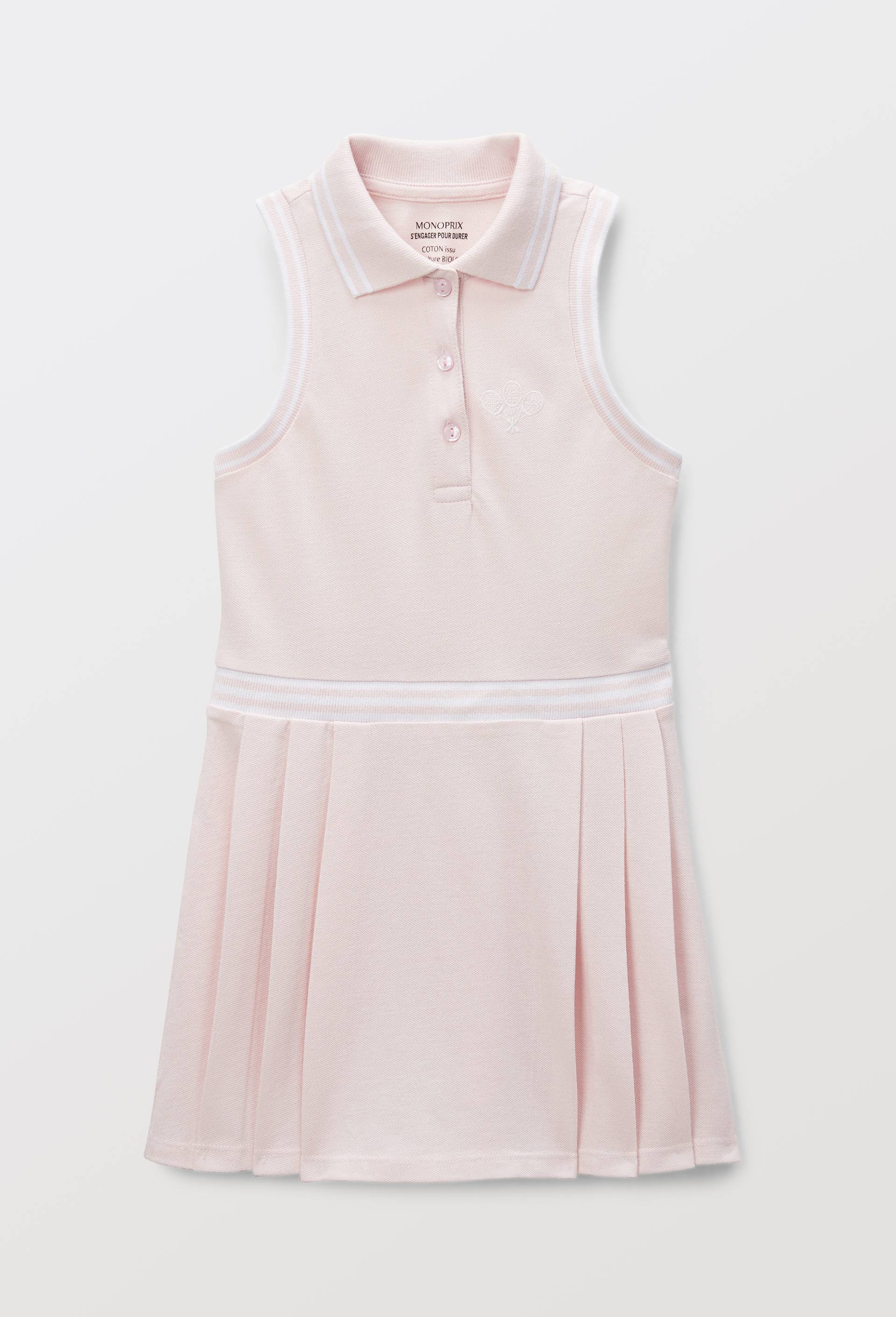 Robe de tennis, coton BIO et certifi&eacute;e Oeko-Tex, Rose clair, large image number 1