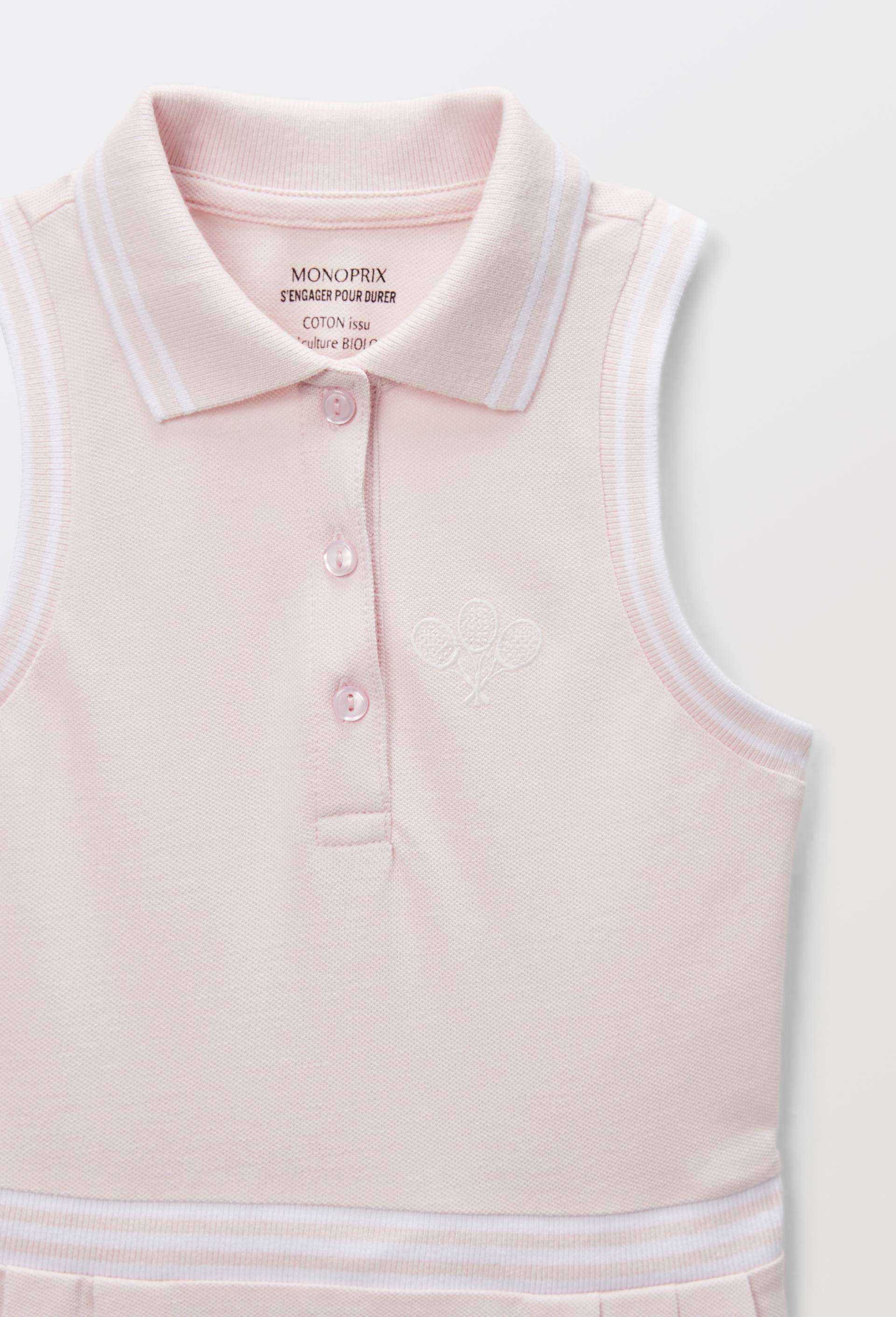 Robe de tennis, coton BIO et certifi&eacute;e Oeko-Tex, Rose clair, large image number 3