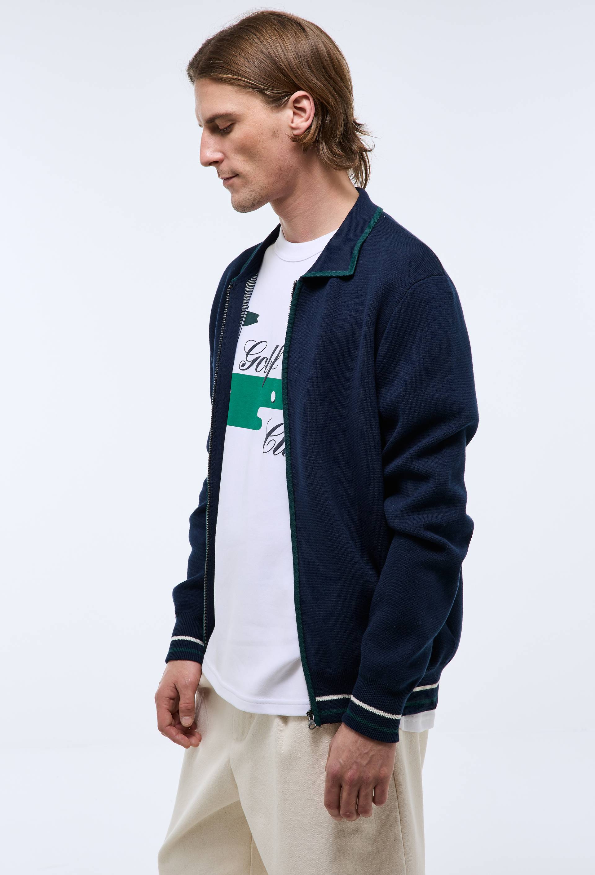Gilet zipp&eacute; en coton, Bleu fonc&eacute;, large image number 1