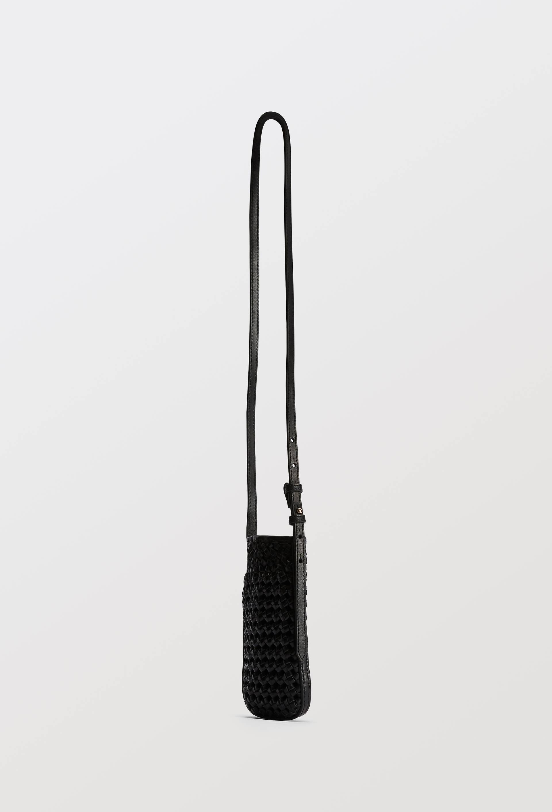 Porte t&eacute;l&eacute;phone en cuir, Noir, large image number 1