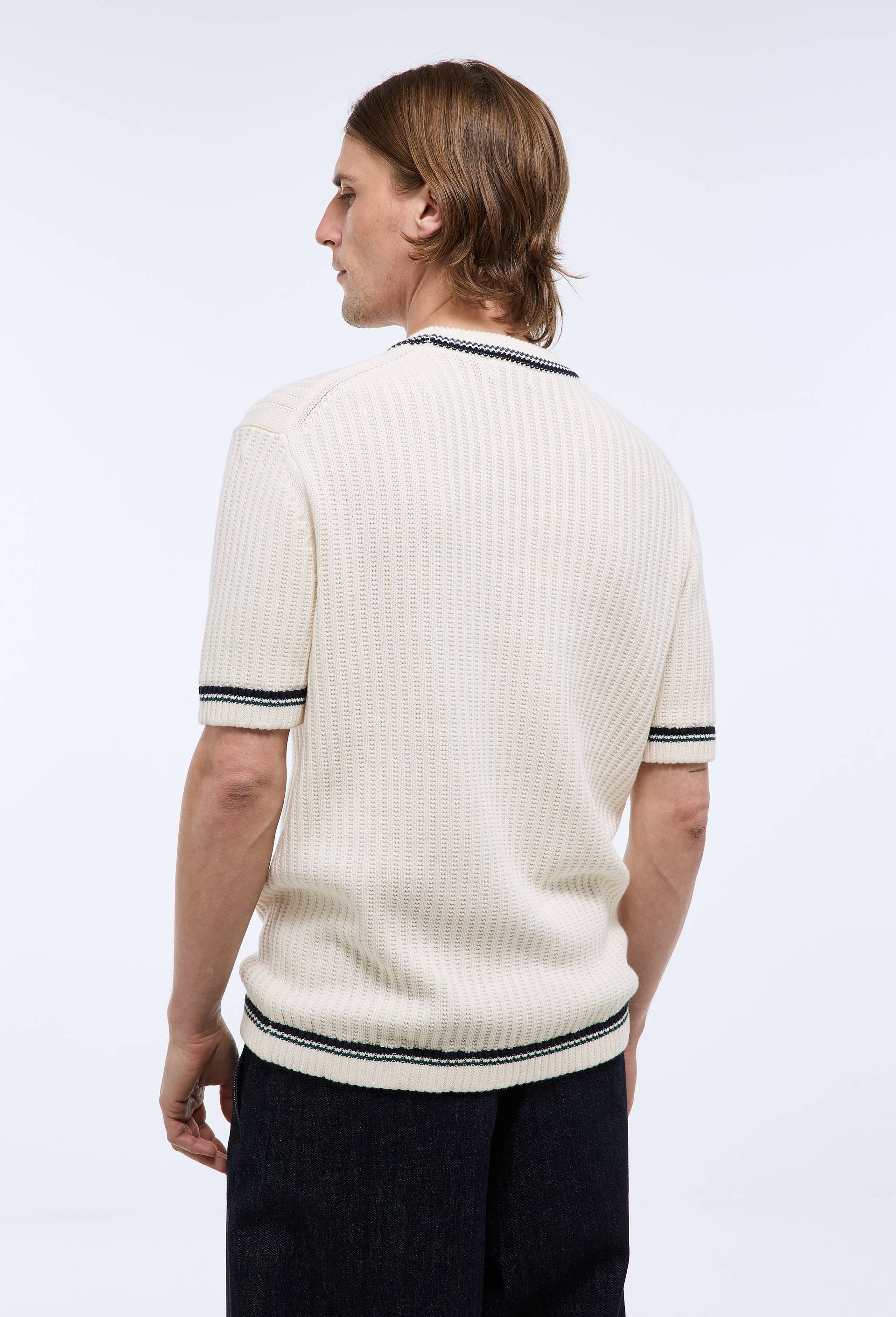 Pull manches courtes en coton BIO GOTS, Ecru, large image number 1.0