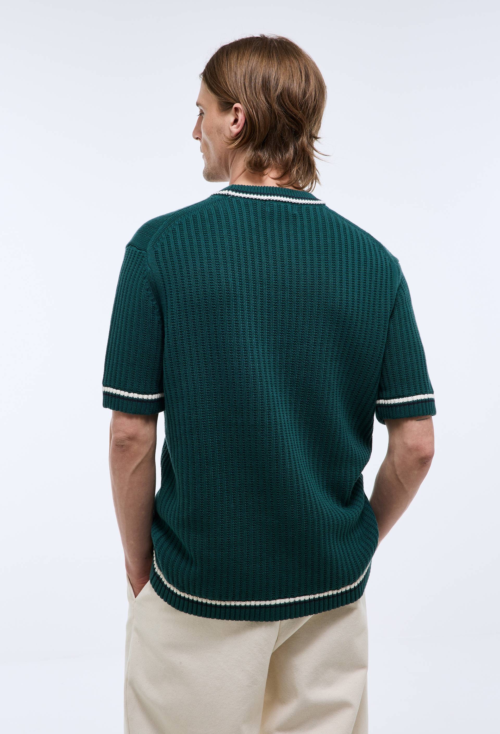 Pull manches courtes en coton BIO GOTS, Vert fonc&eacute;, large image number 2