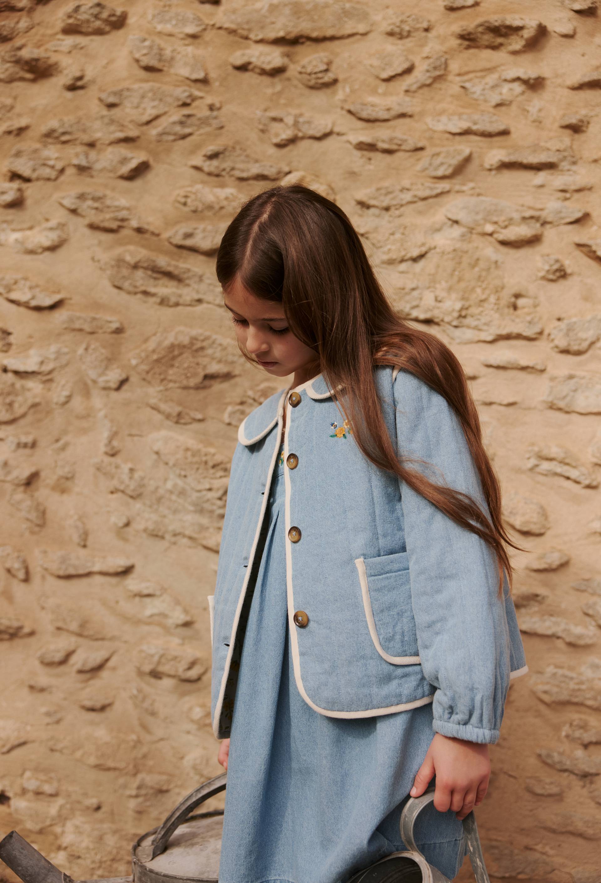 Veste matelass&eacute;e brod&eacute;e en coton, Bleu, large image number 0.0