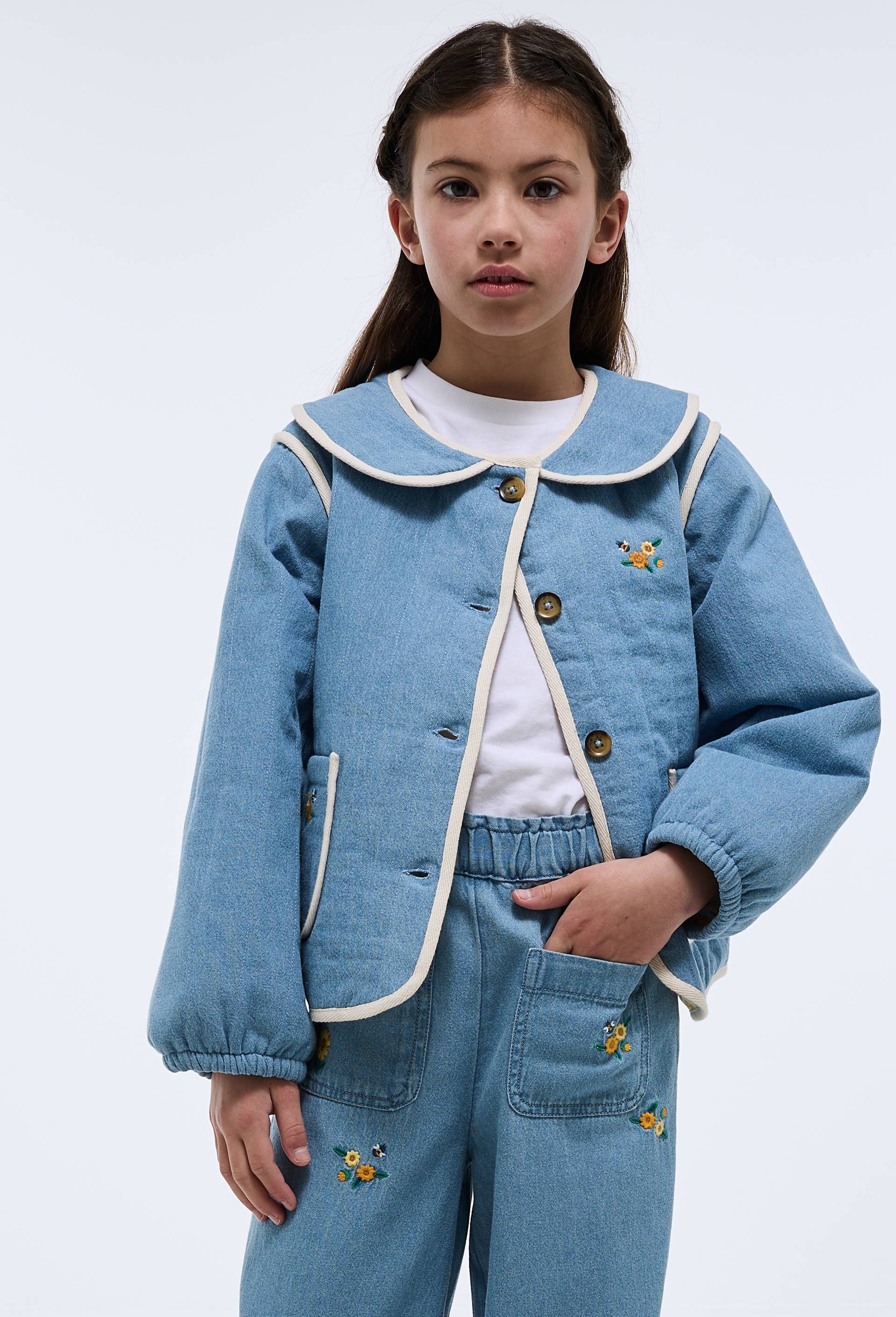 Veste matelass&eacute;e brod&eacute;e en coton, Bleu, large image number 1.0