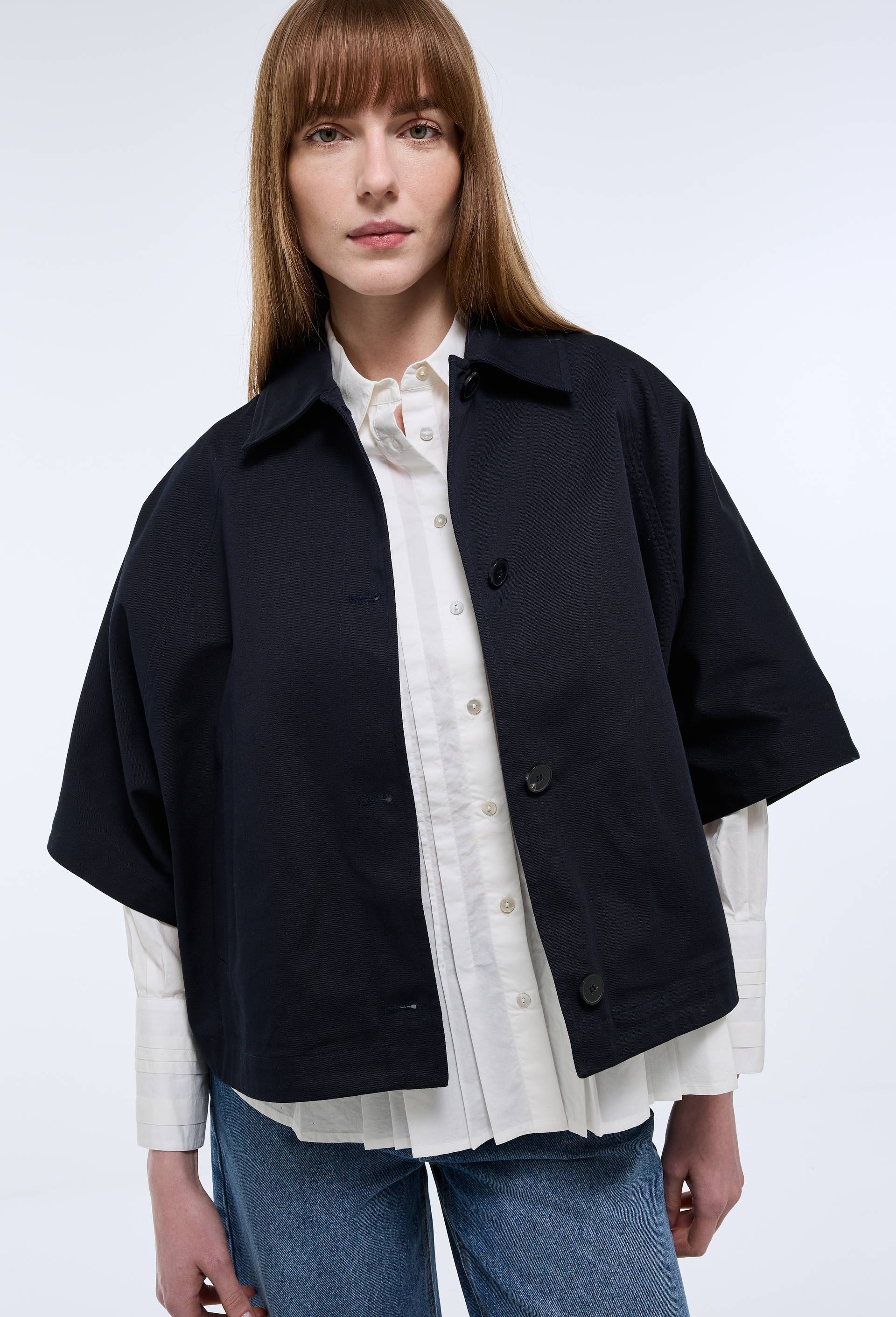 Veste courte en coton, Bleu fonc&eacute;, large image number 1