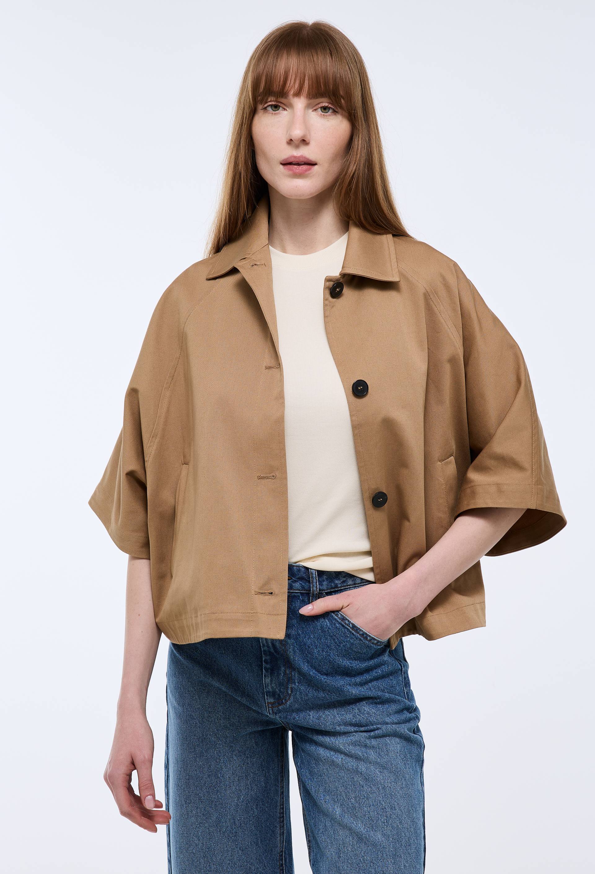 Veste courte en coton, Brun clair, large image number 1