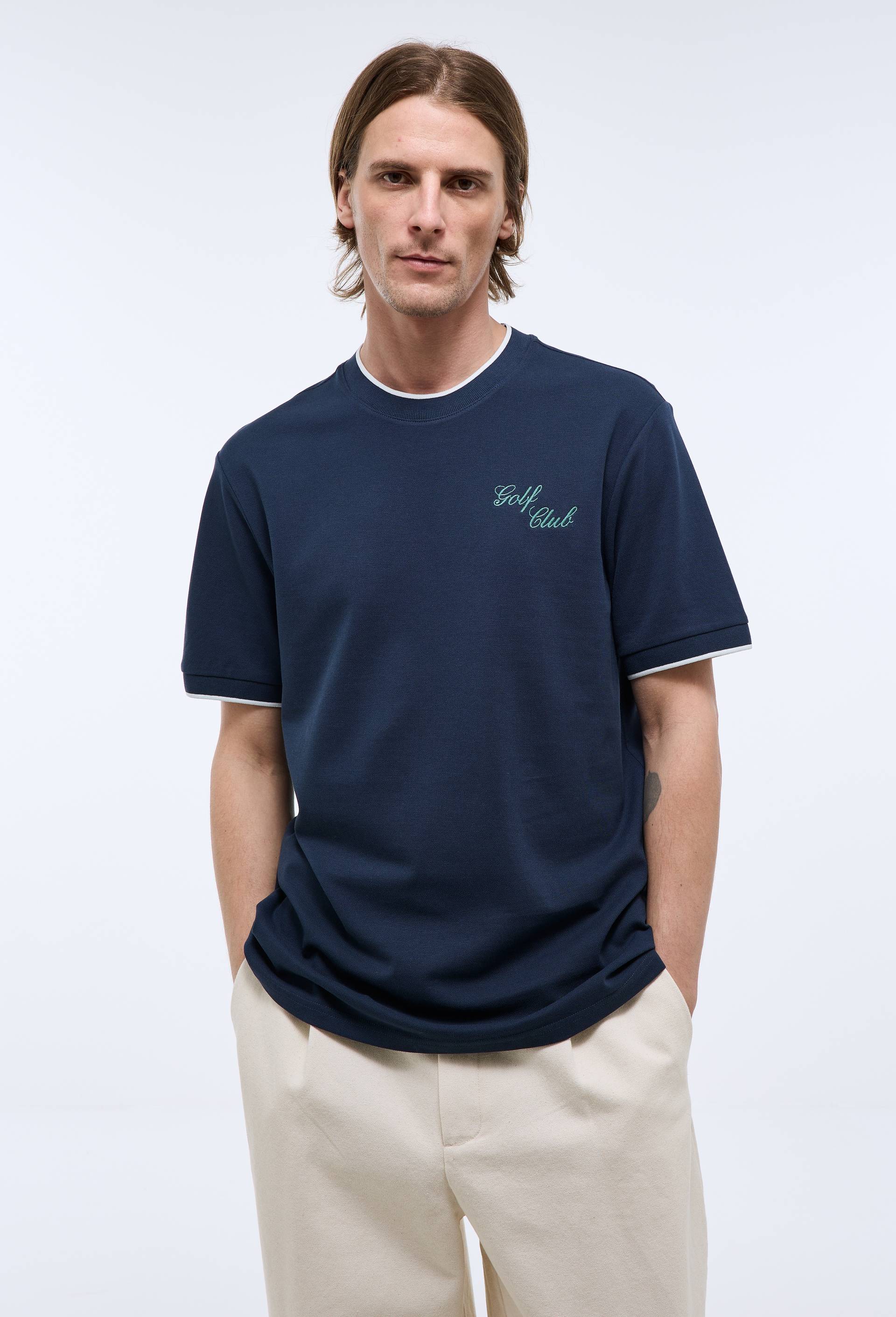 T-shirt manches courtes en coton BIO GOTS, Bleu fonc&eacute;, swatch image