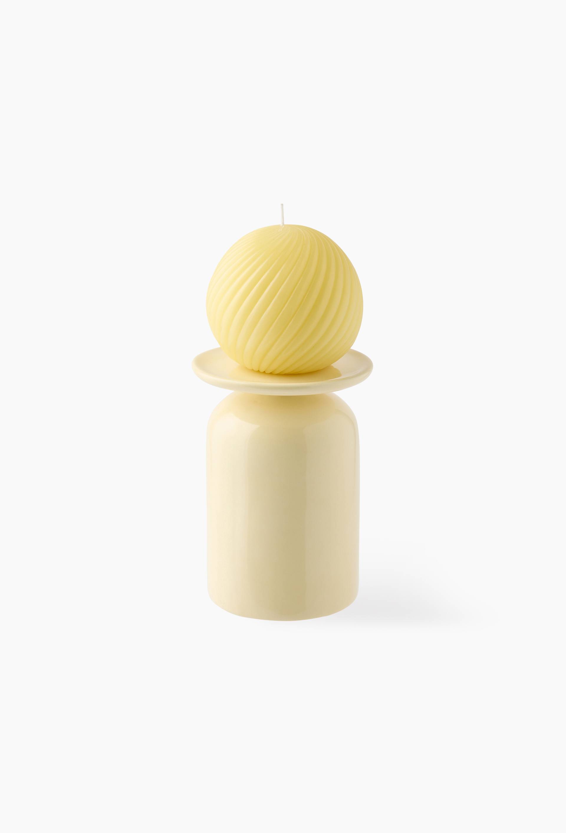 Bougeoir, 21 x 15cm,  en c&eacute;ramique - MARGAUX KELLER X MONOPRIX, Jaune clair, large image number 0