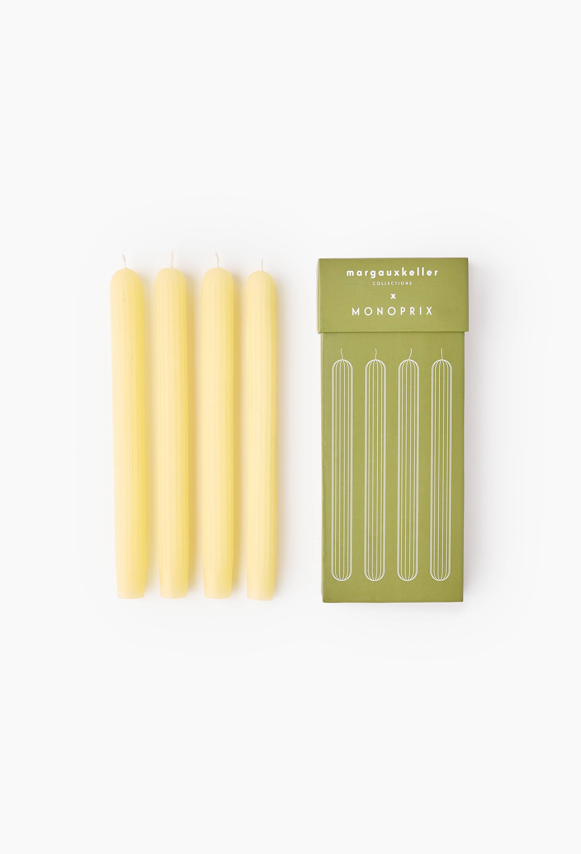 Set de 4 bougies, 23 x 2,2cm - MARGAUX KELLER X MONOPRIX, Jaune clair, large image number 1