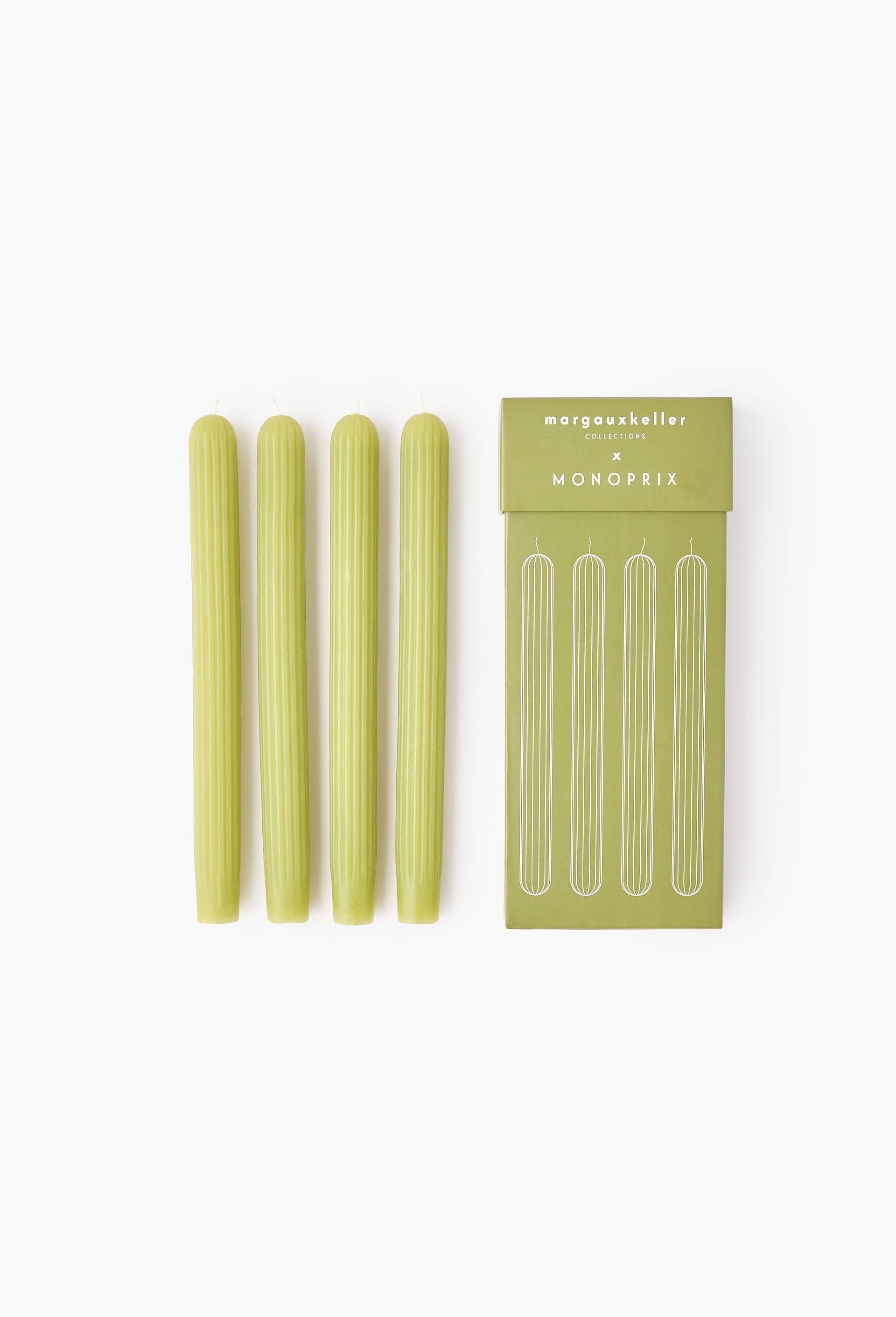 Set de 4 bougies, 23 x 2,2cm - MARGAUX KELLER X MONOPRIX, Vert fonc&eacute;, large image number 1
