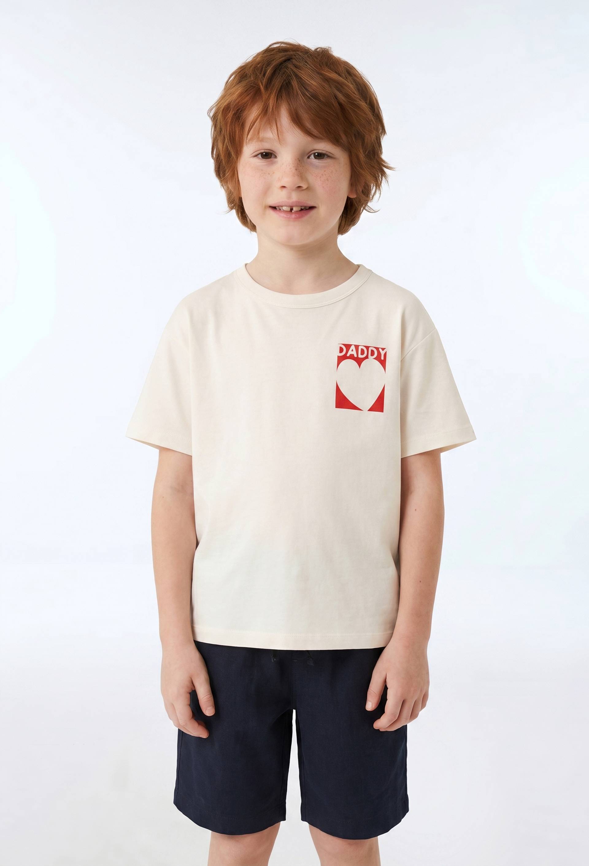 T-shirt manches courtes imprim&eacute; en coton BIO GOTS, Beige clair, large image number 0.0