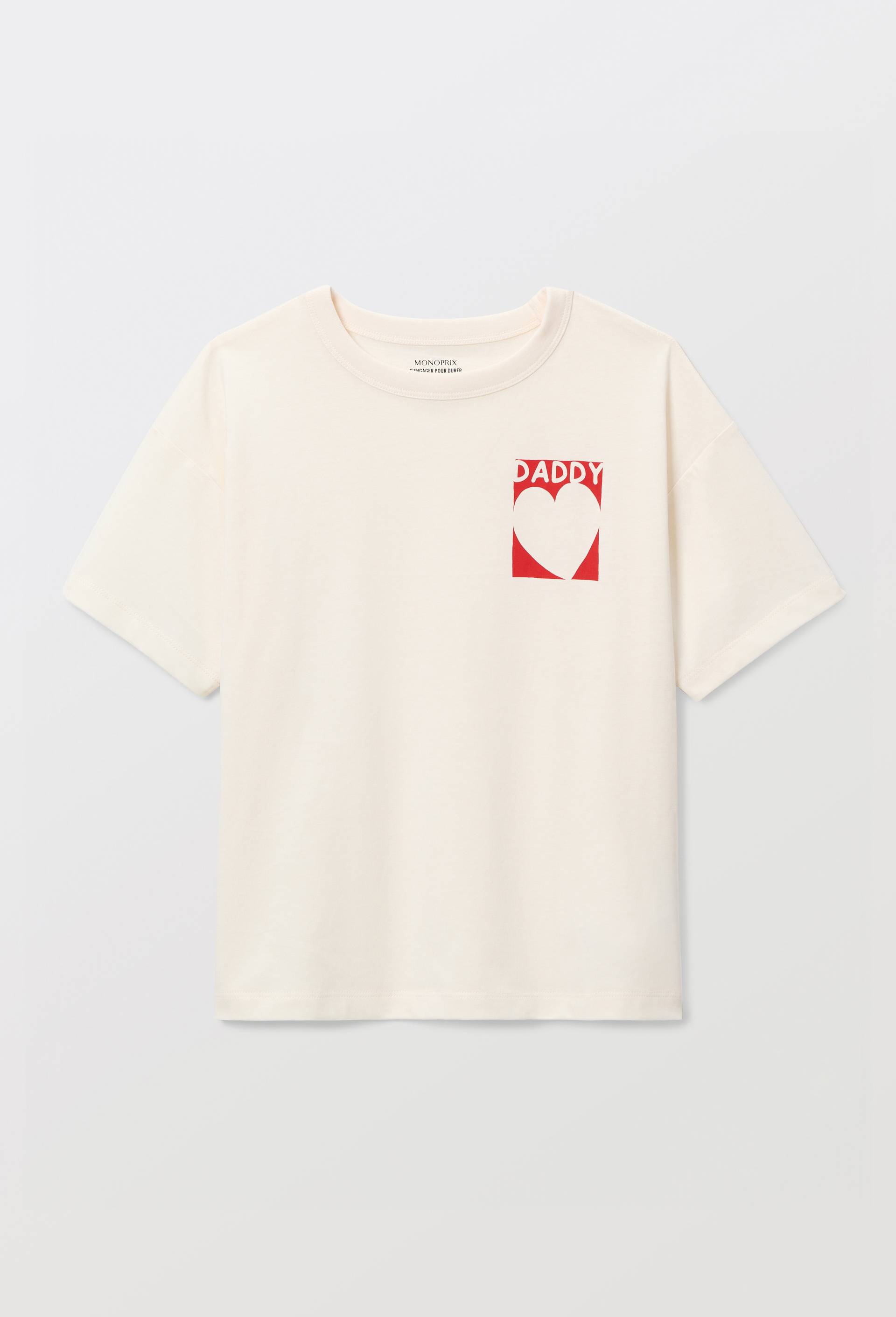 T-shirt manches courtes imprim&eacute; en coton BIO GOTS, Beige clair, large image number 1.0