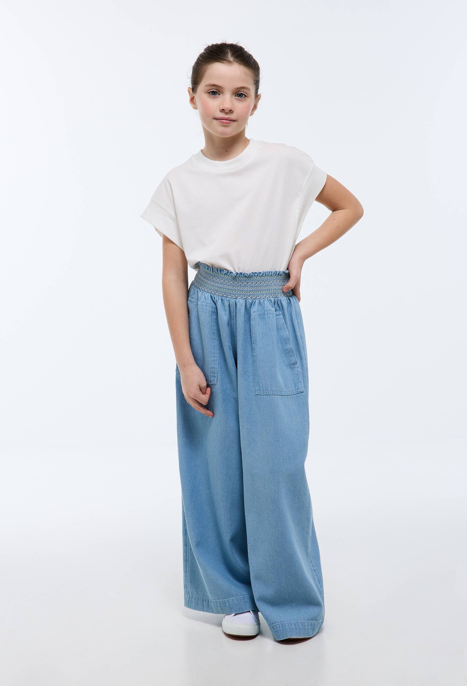 Pantalon taille &eacute;lastiqu&eacute;e, Bleu clair, large image number 0.0