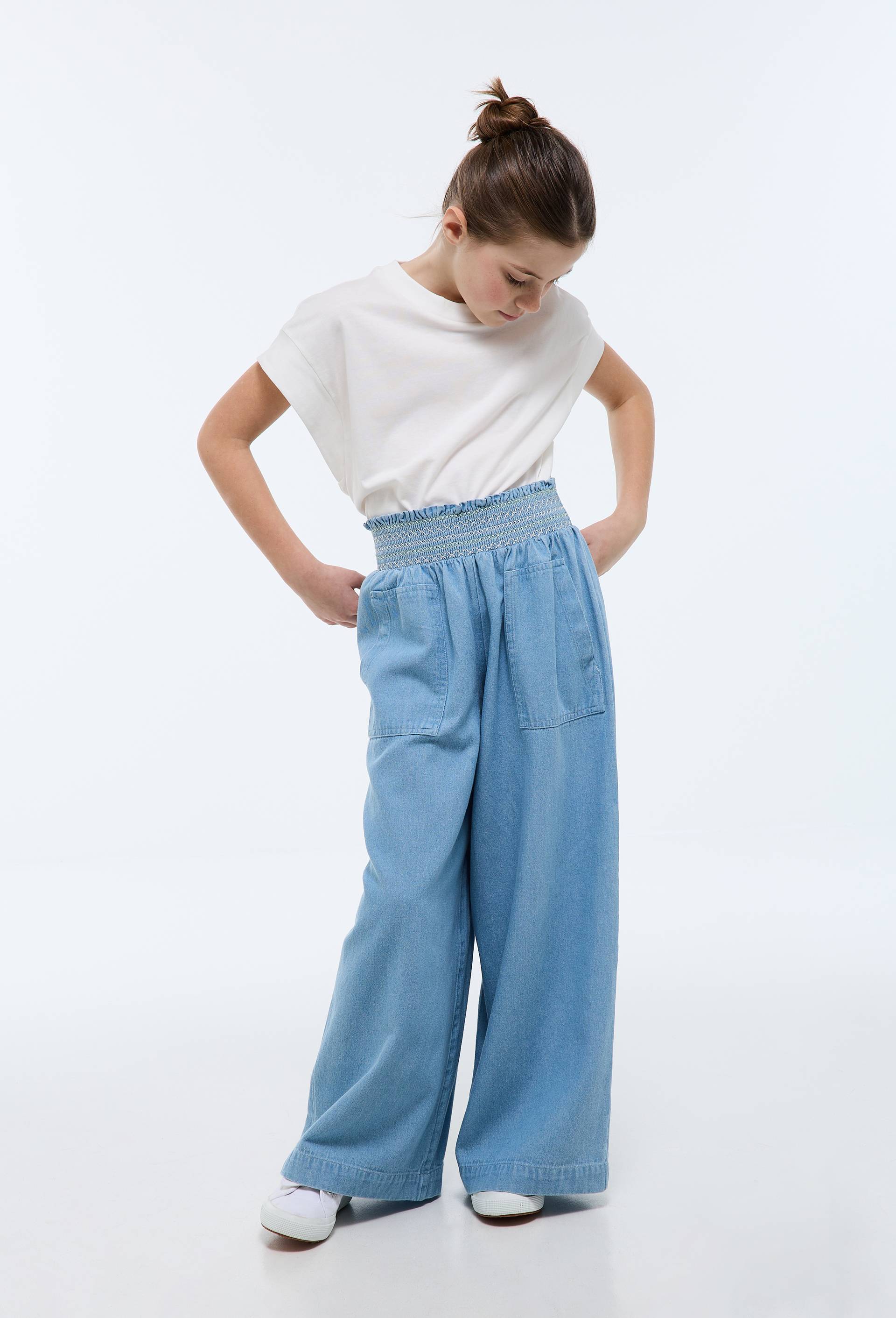 Pantalon taille &eacute;lastiqu&eacute;e, Bleu clair, large image number 1