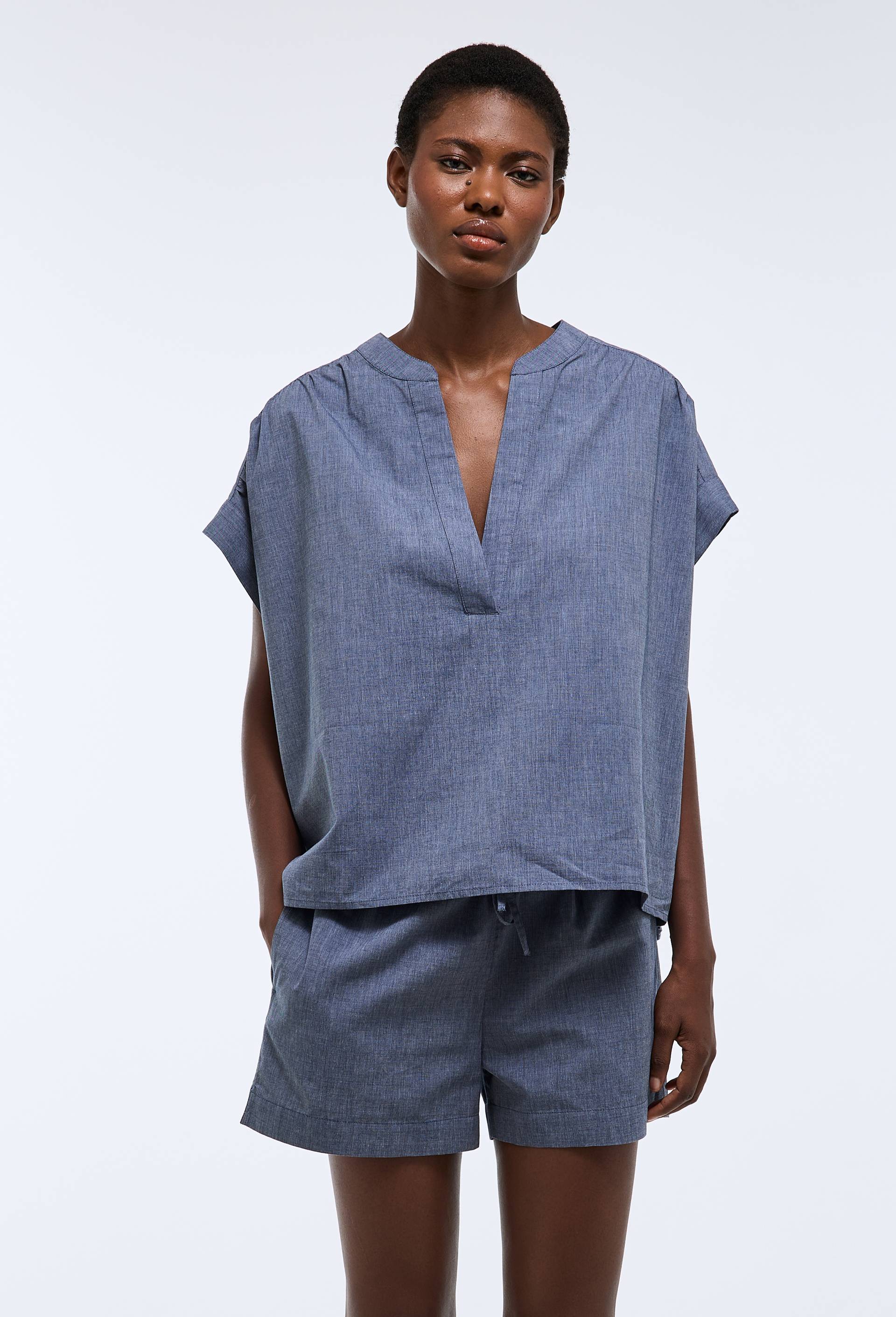 Short de plage en coton BIO GOTS, Bleu fonc&eacute;, swatch image