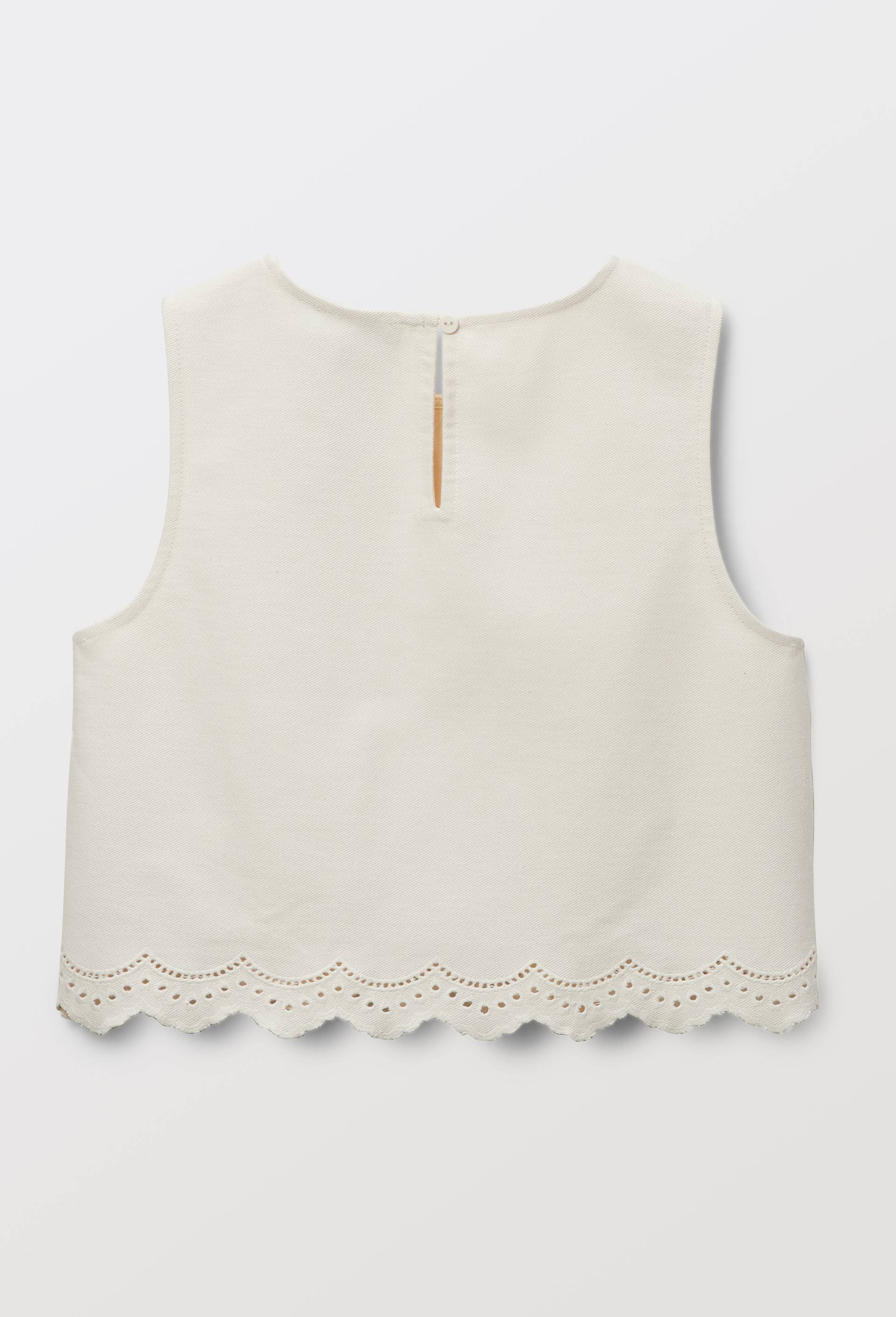Top brod&eacute; en coton, Beige clair, large image number 2