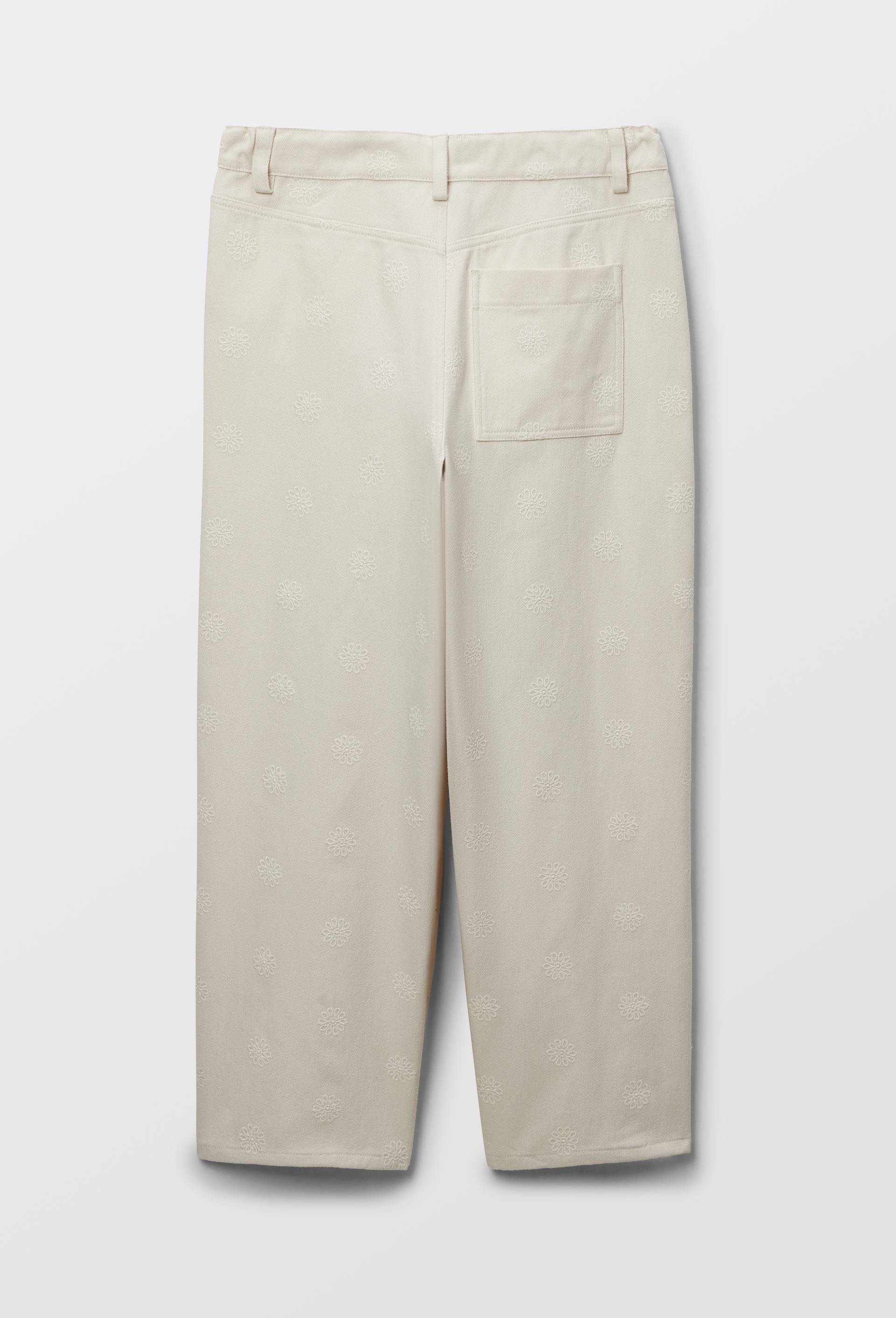 Pantalon brod&eacute; en coton, Beige clair, large image number 2.0