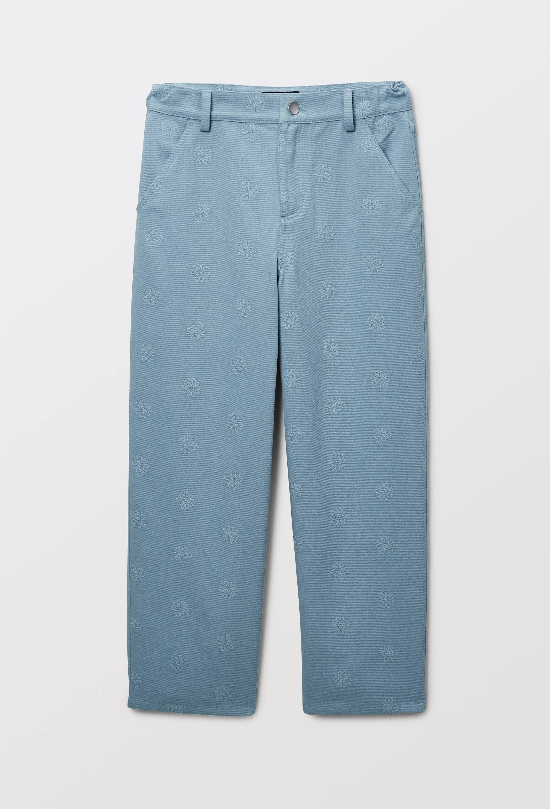 Pantalon brod&eacute; en coton, Bleu, large image number 1