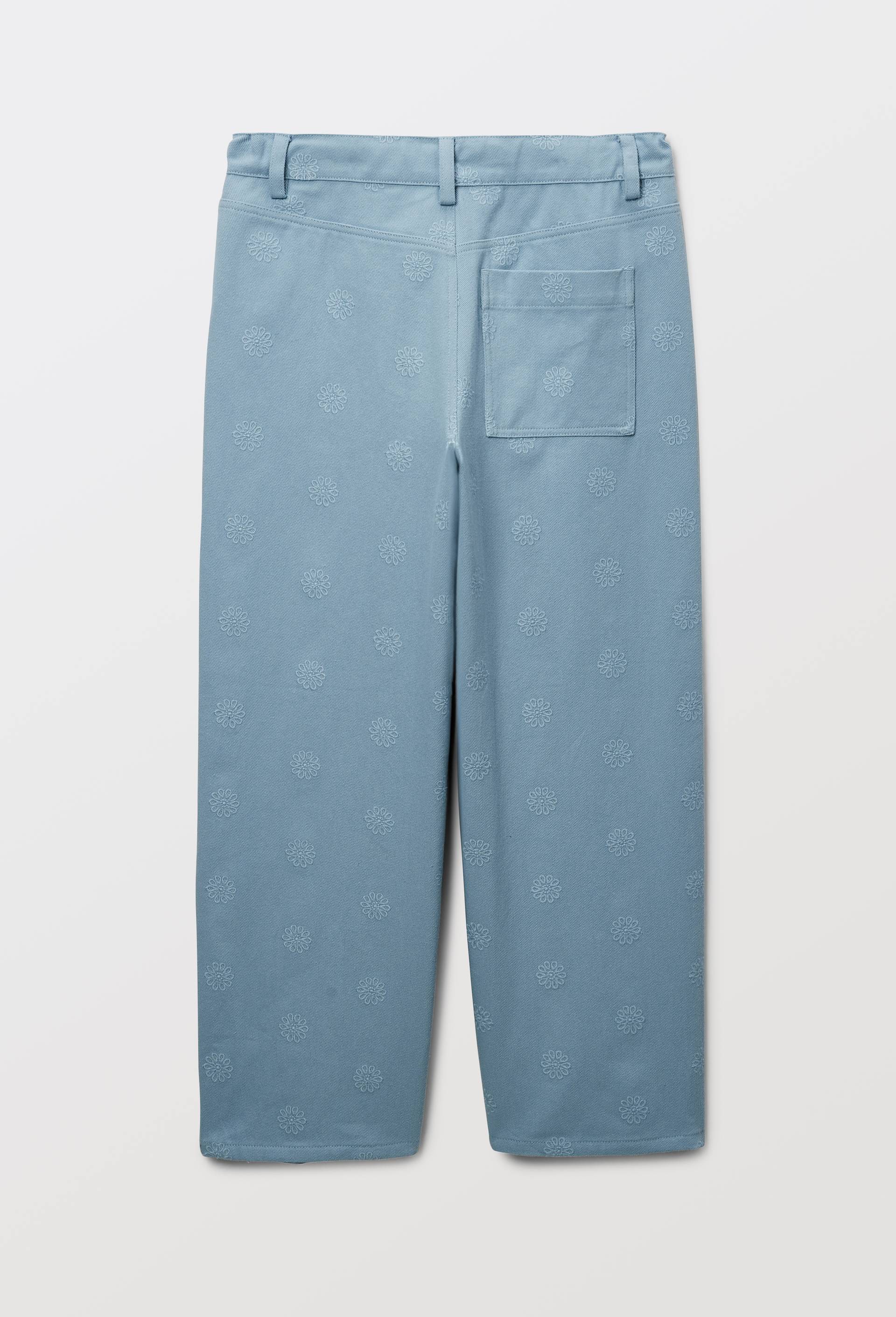 Pantalon brod&eacute; en coton, Bleu, large image number 2.0