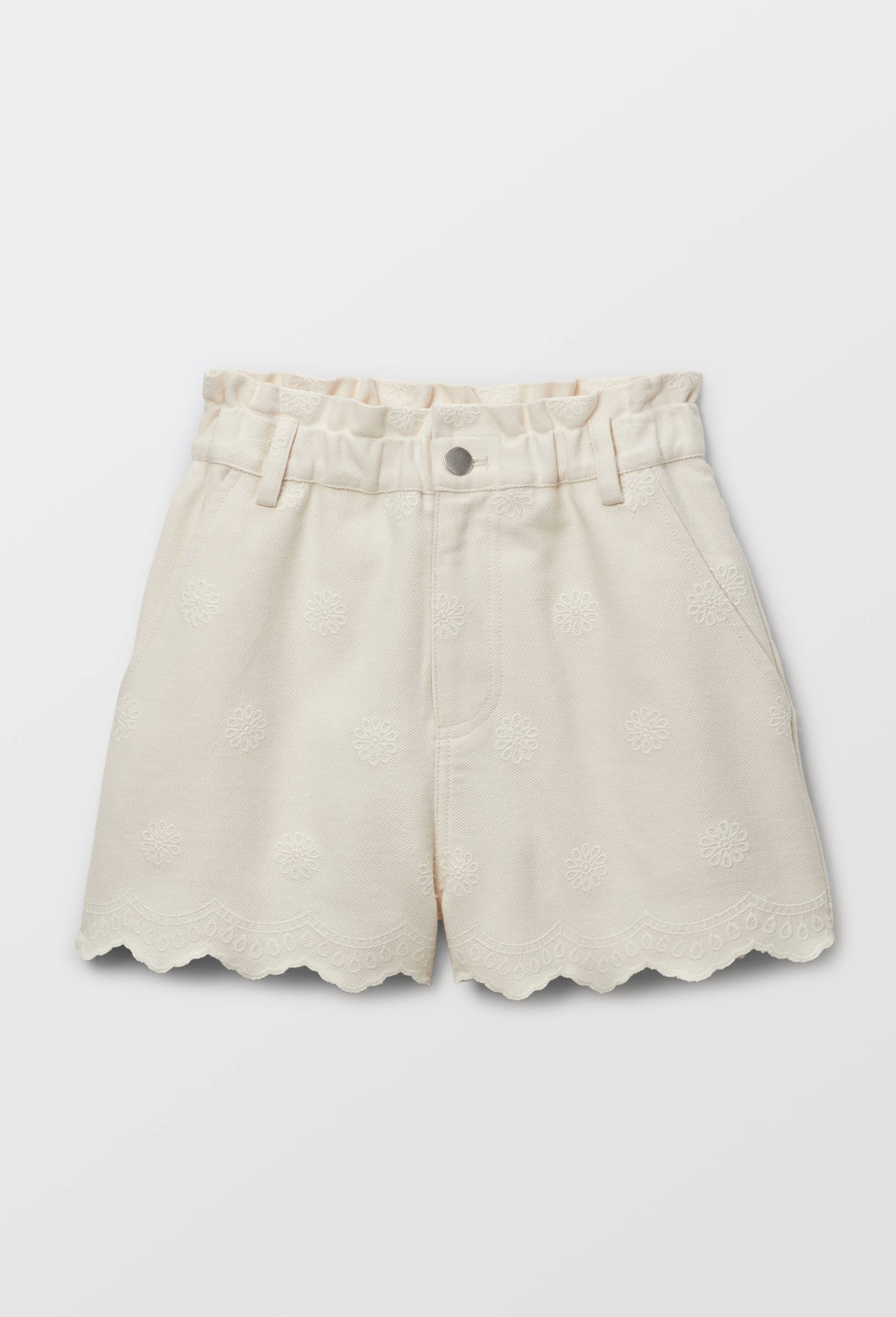 Short brod&eacute; en coton, Beige clair, large image number 1