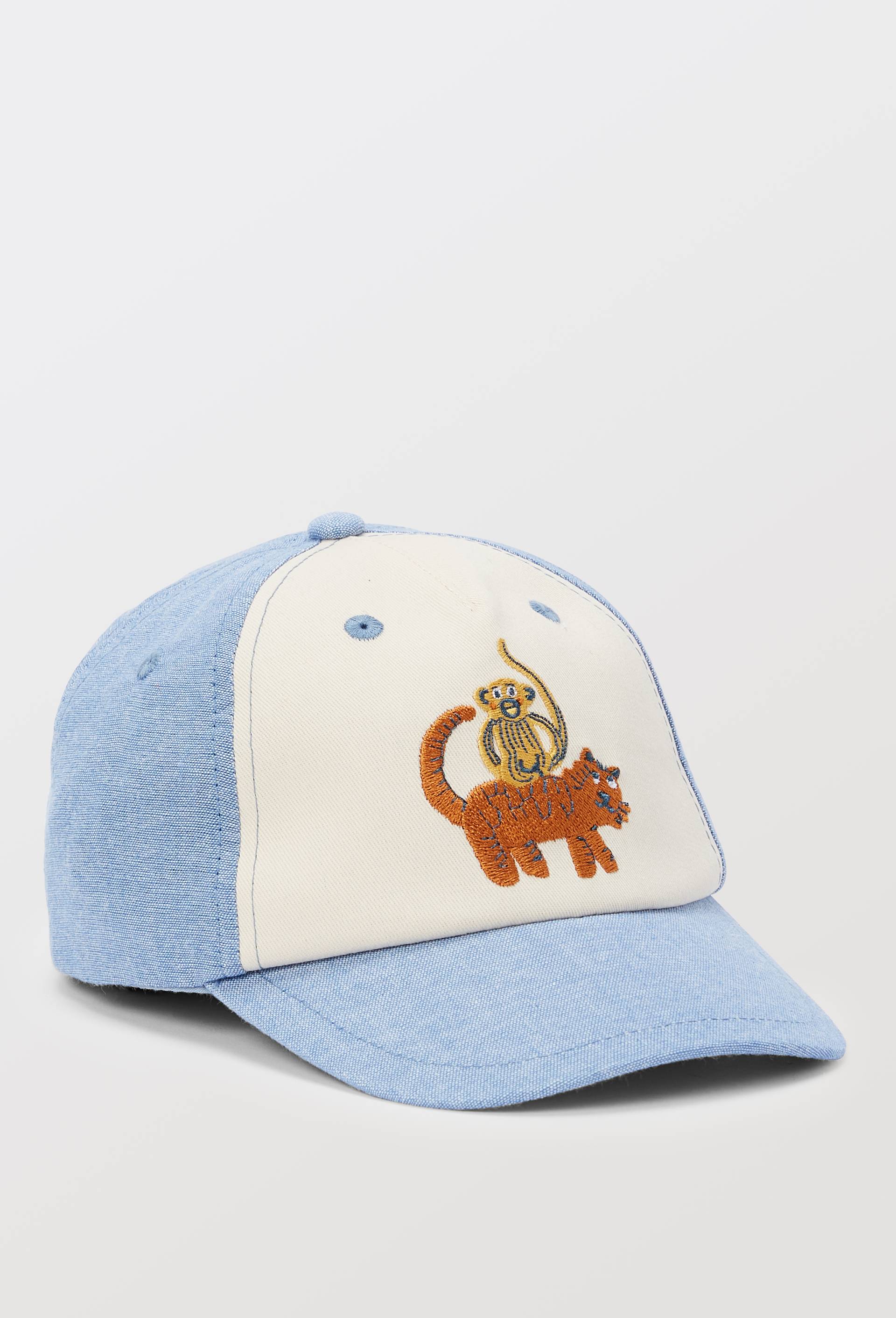 Casquette en coton chambray brod&eacute;e, Ecru, large image number 0.0