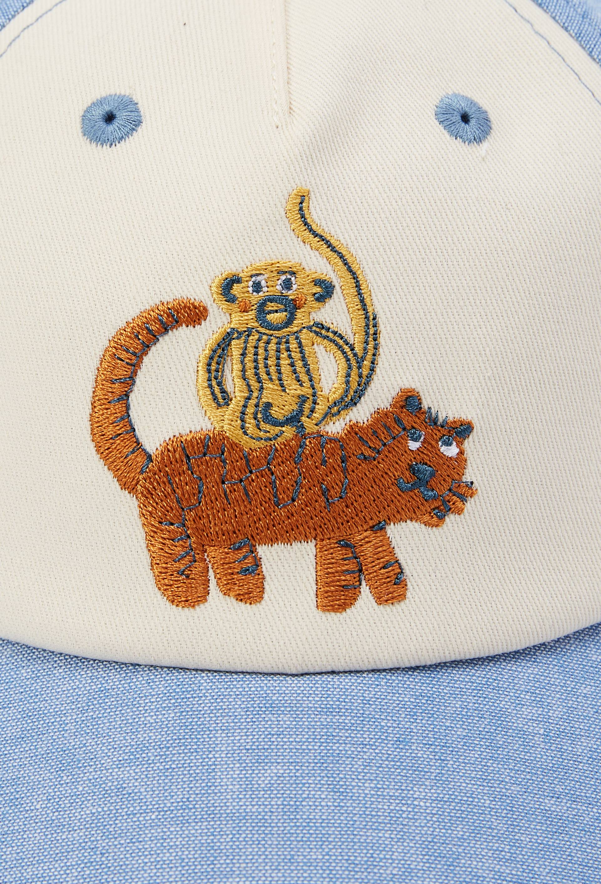 Casquette en coton chambray brod&eacute;e, Ecru, large image number 2.0