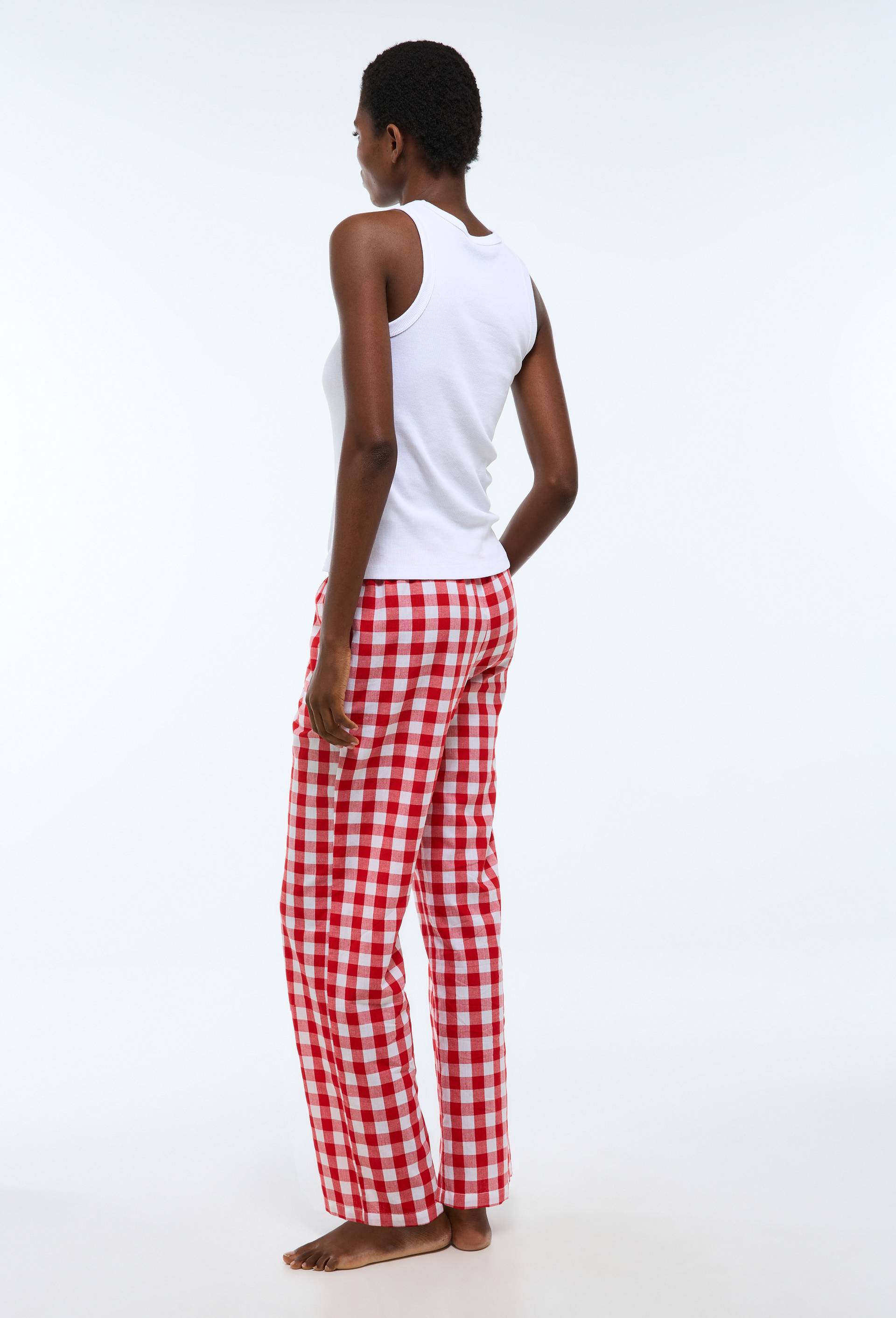 Pantalon ray&eacute; en popeline de coton BIO GOTS, Rouge, large image number 1.0