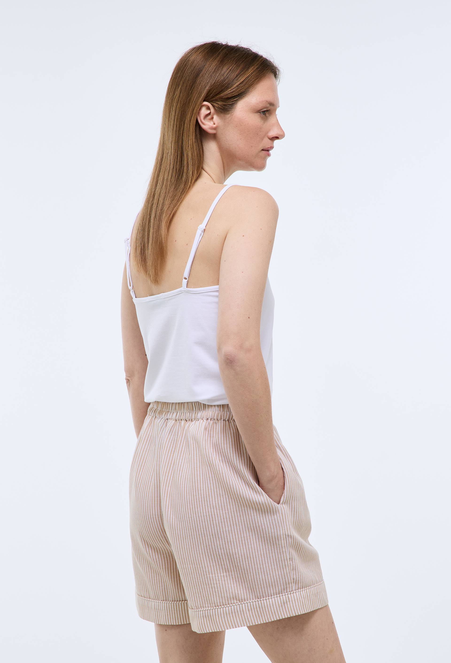 Short ray&eacute; en voile de coton bio GOTS, Beige, large image number 1