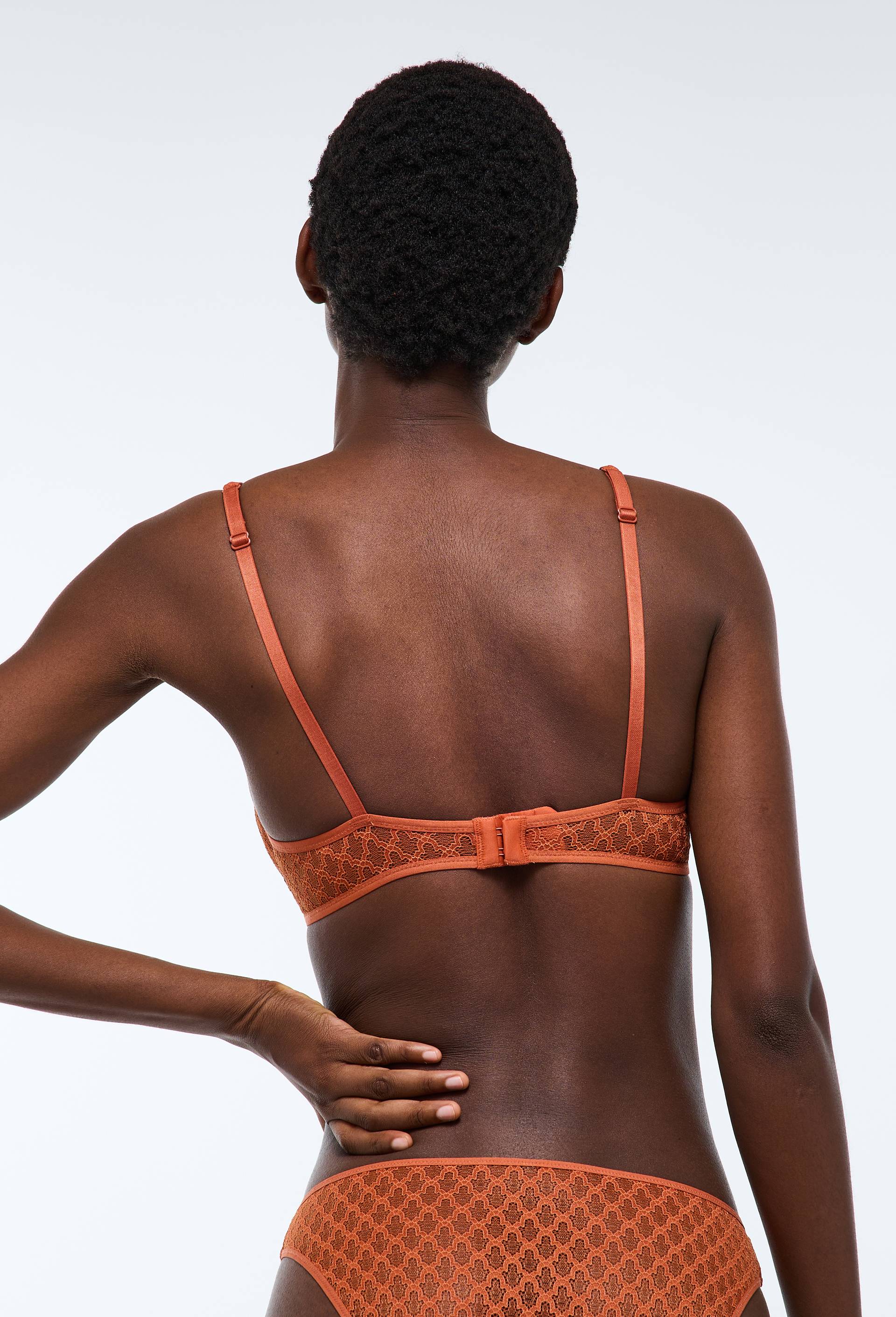 Soutien-gorge corbeille balconnet MELLA en dentelle, Orange fonc&eacute;, large image number 1