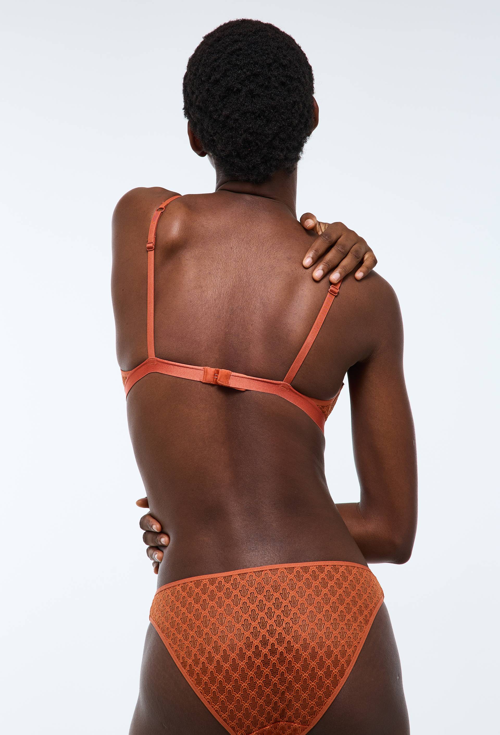 Soutien-gorge triangle MELLA en dentelle, Orange fonc&eacute;, large image number 1
