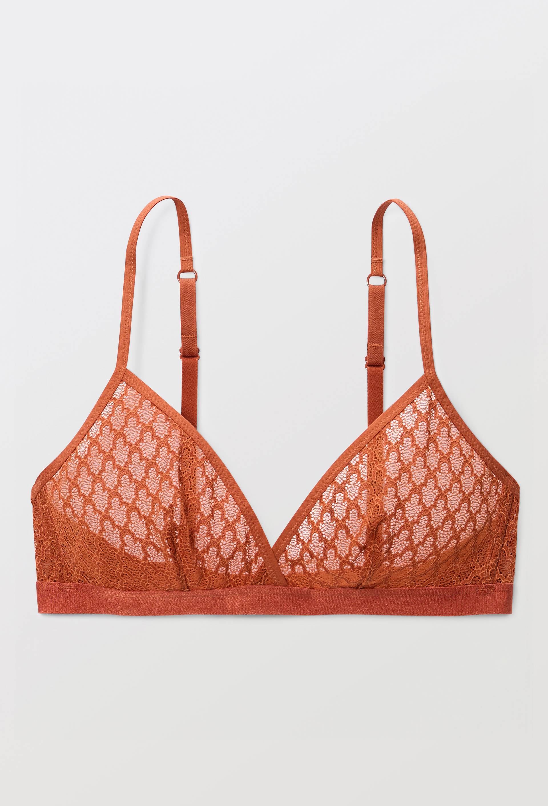 Soutien-gorge triangle MELLA en dentelle, Orange fonc&eacute;, large image number 2.0