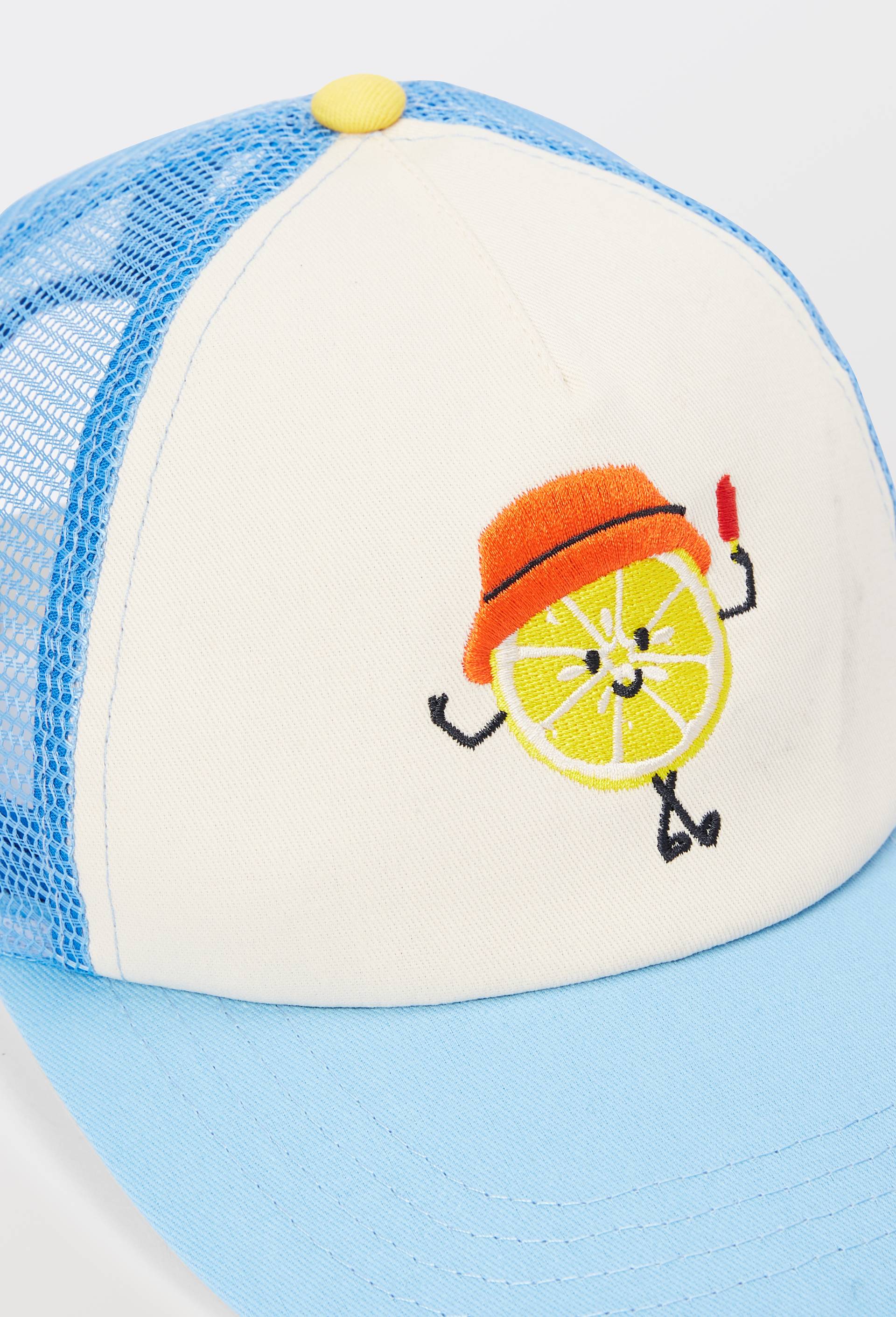 Casquette brod&eacute;e en coton et r&eacute;sille, Bleu clair, large image number 2.0