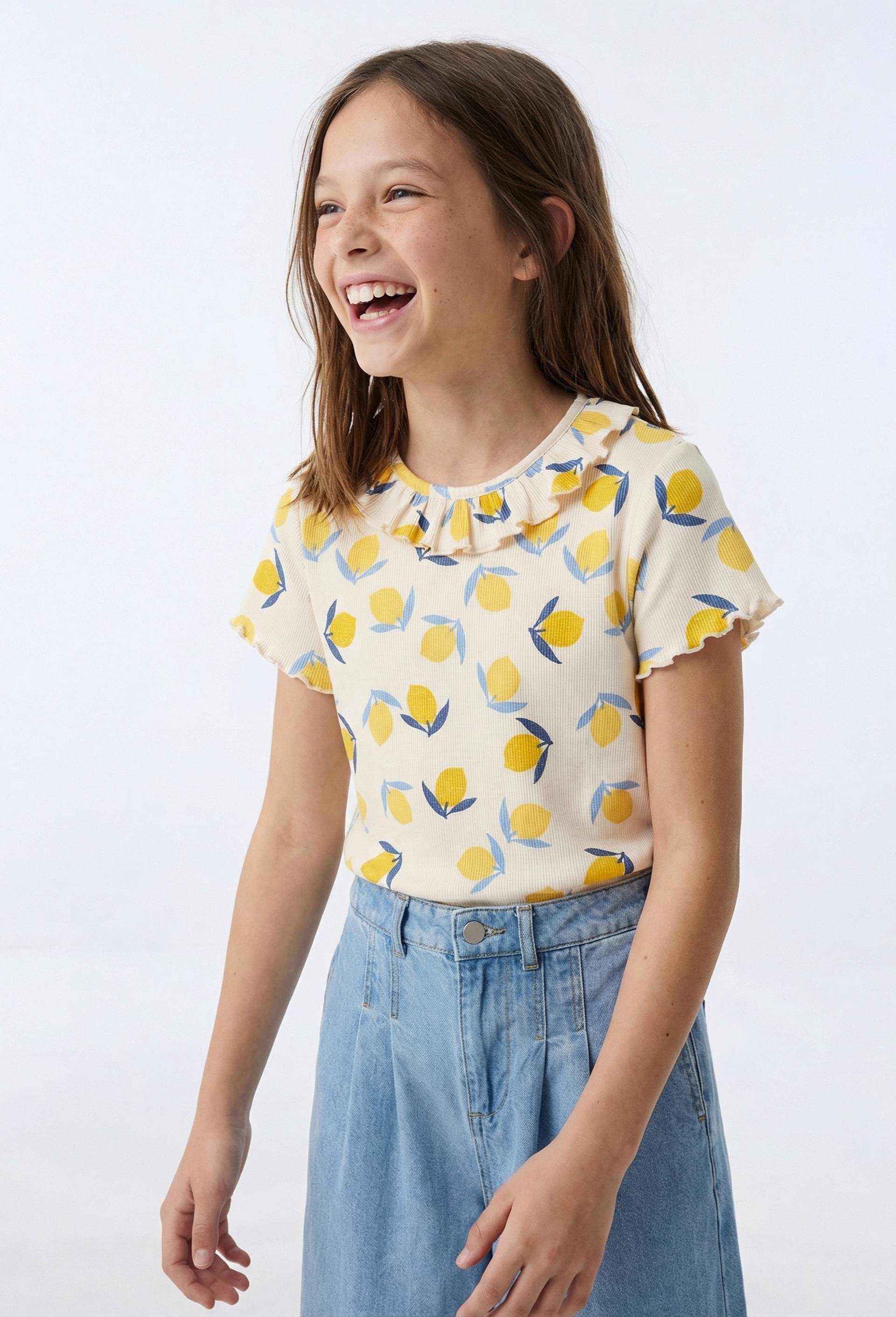 T shirt imprim&eacute; citrons, Beige clair, large image number 0