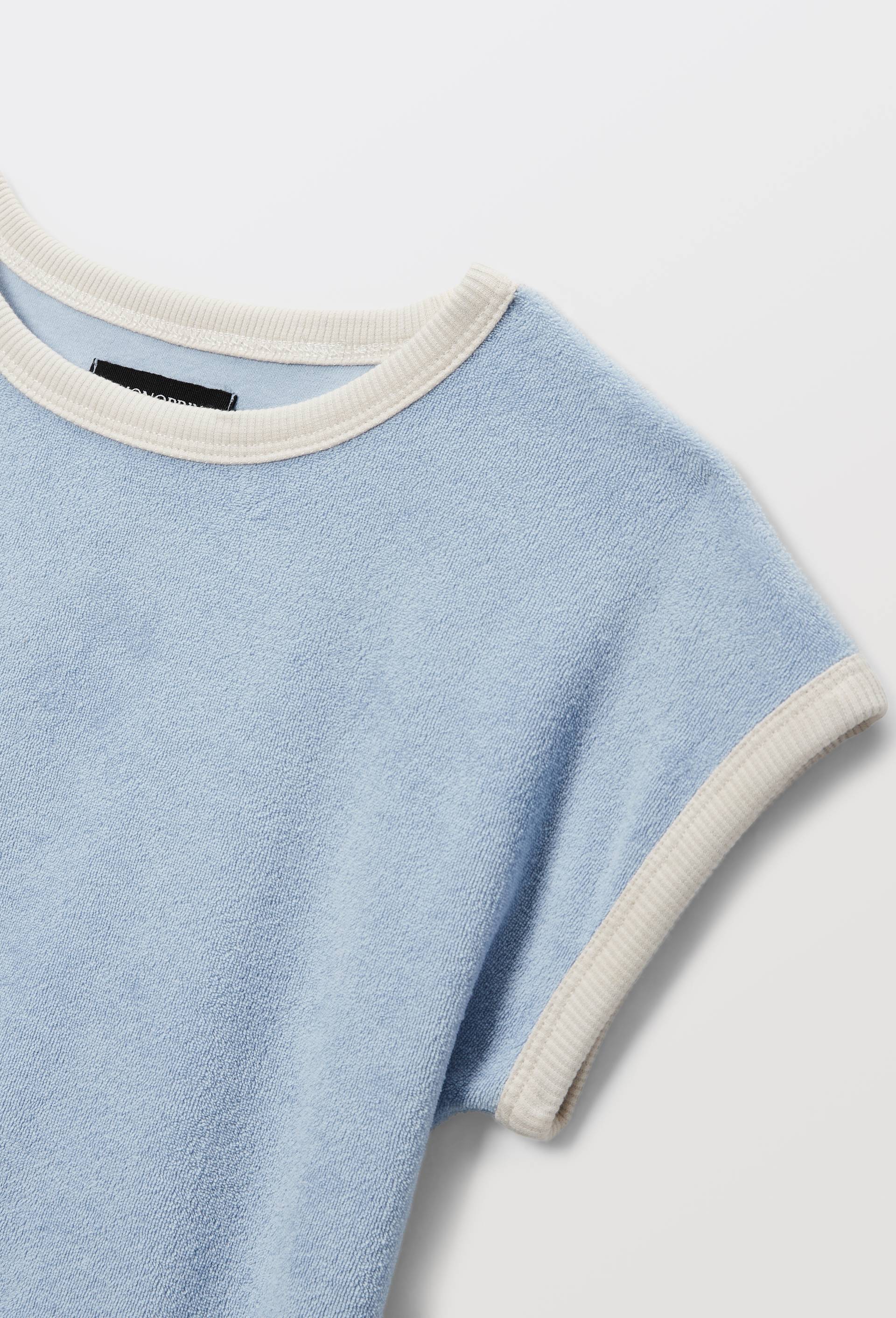 T-shirt manches courtes uni en coton BIO GOTS, Bleu clair, large image number 2.0