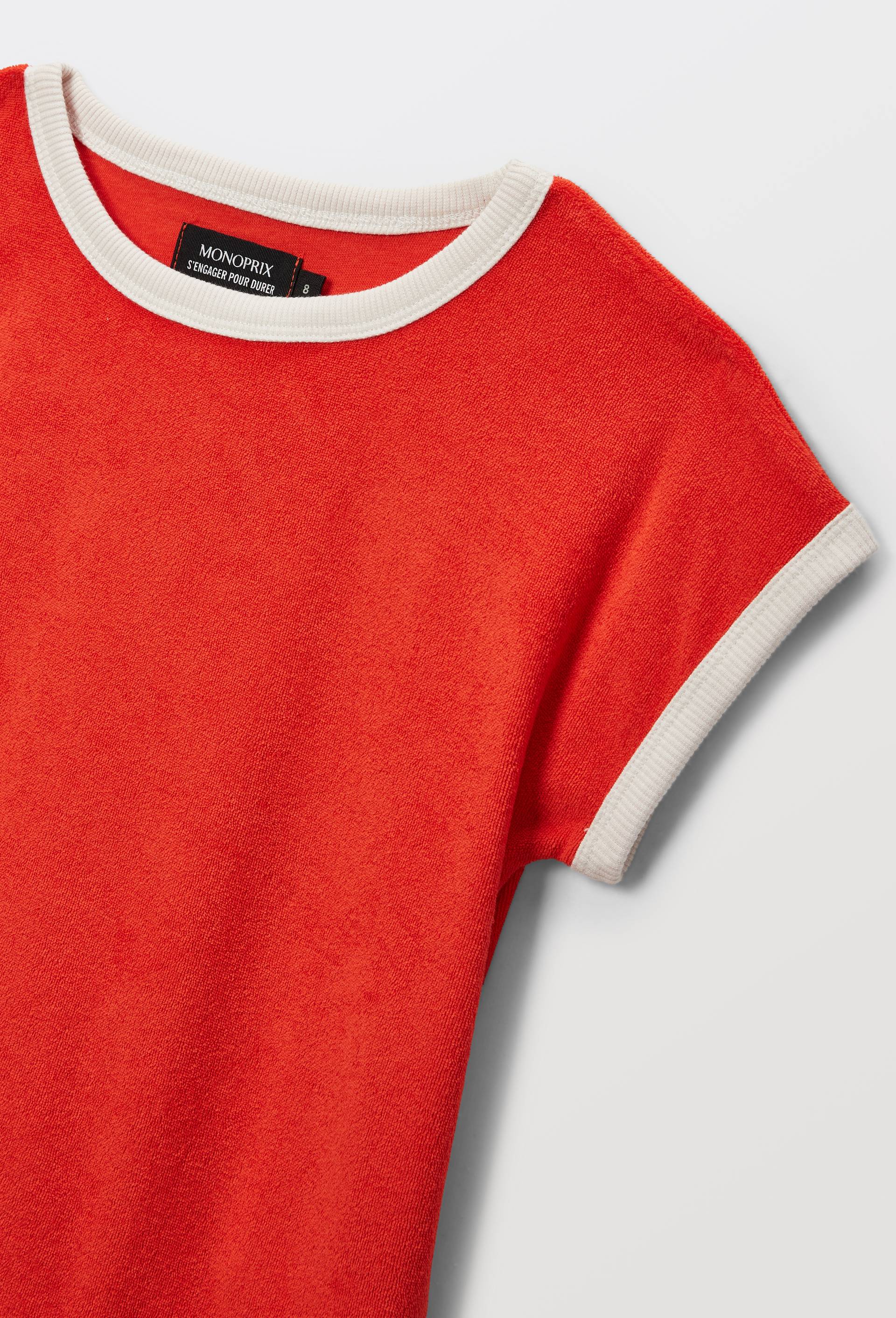T-shirt manches courtes uni en coton BIO GOTS, Orange, large image number 2.0