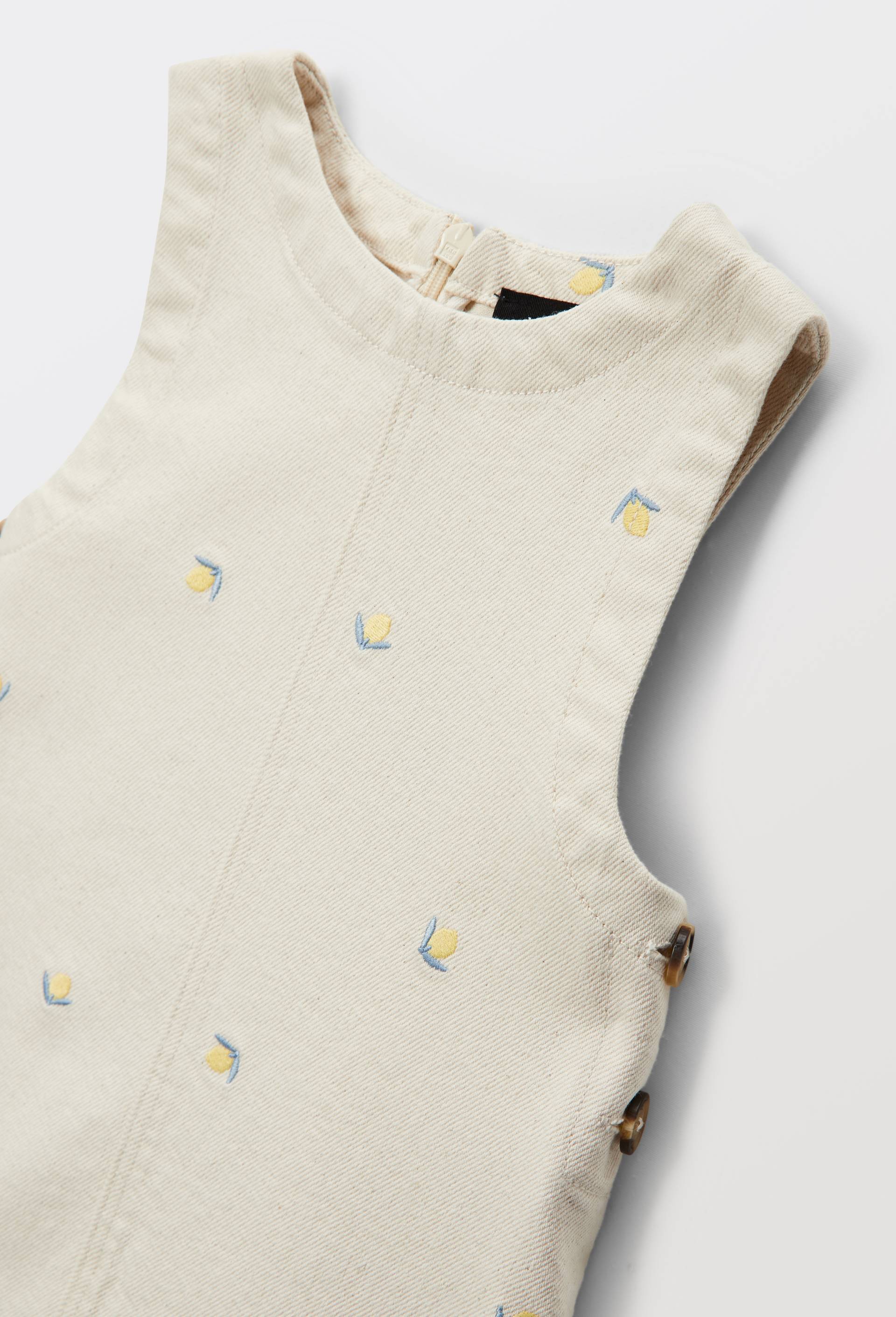 Robe chasuble en twill brod&eacute;e, Beige clair, large image number 4