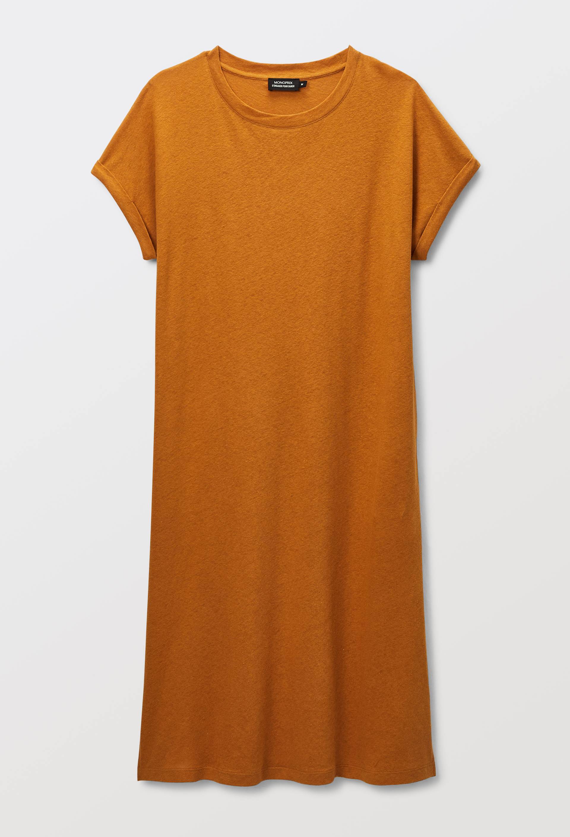Chemise de nuit longue en jersey de coton et lin, Brun clair, large image number 2