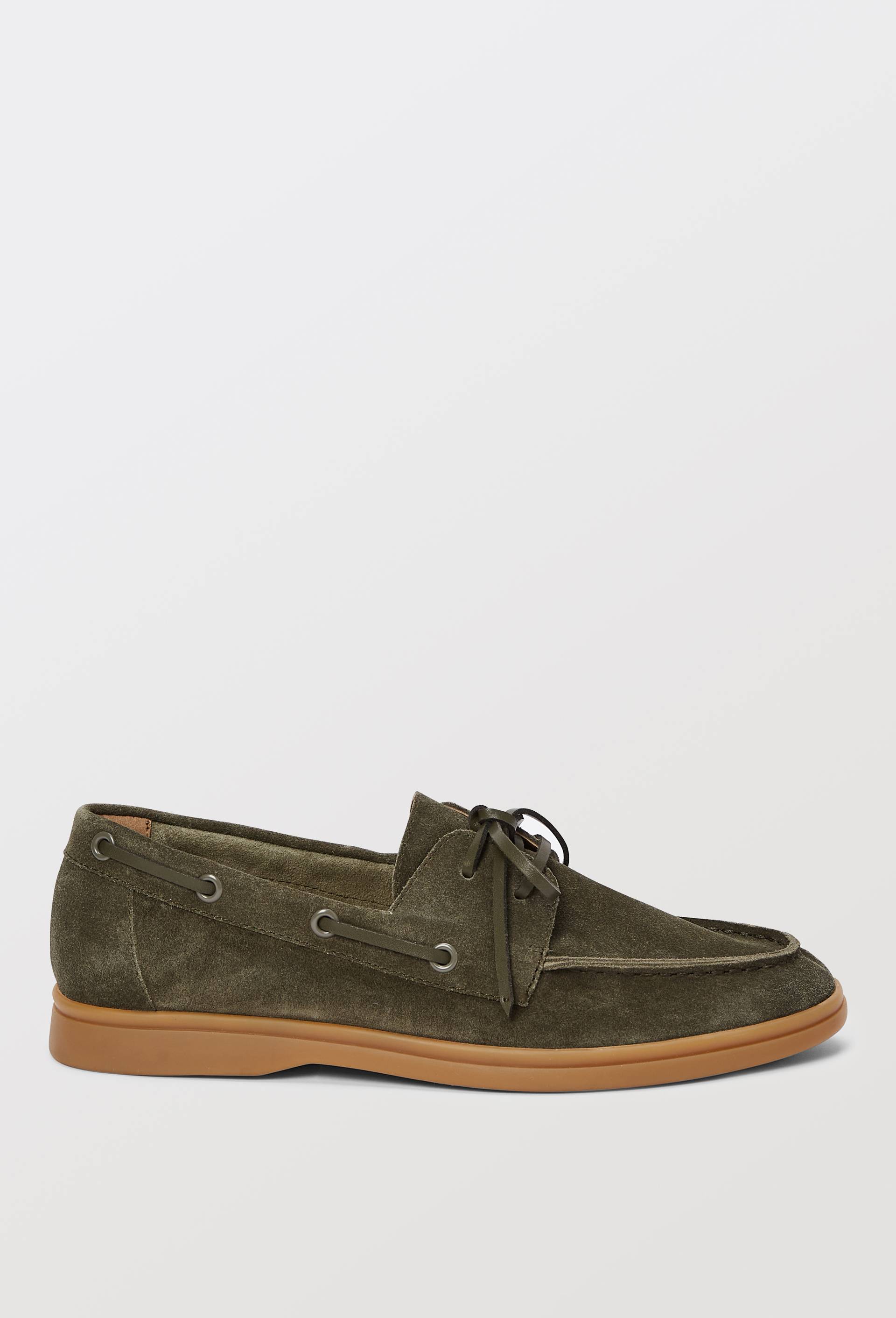 Chaussures bateau &agrave; lacets en cuir, Vert, large image number 1.0