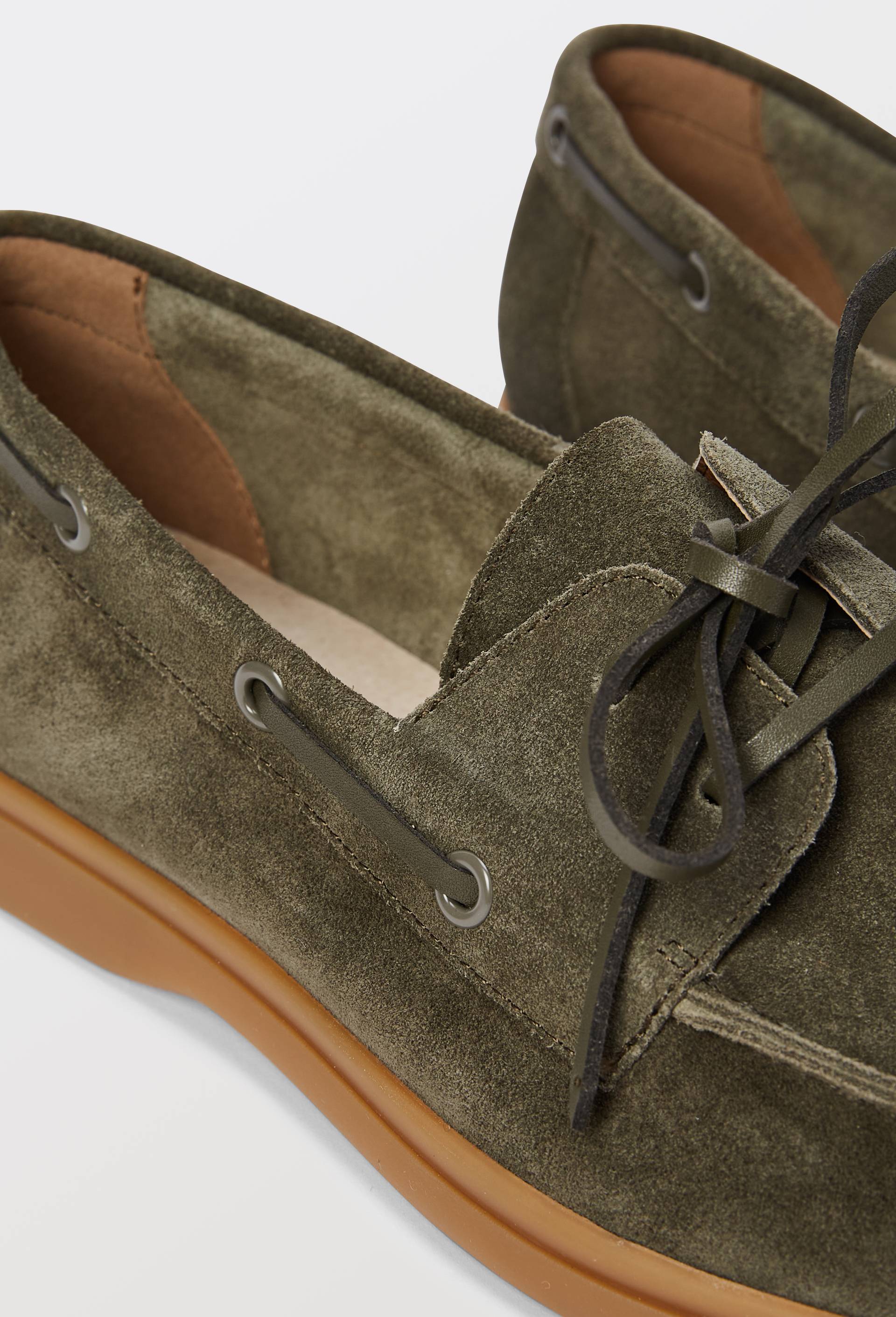 Chaussures bateau &agrave; lacets en cuir, Vert, large image number 4